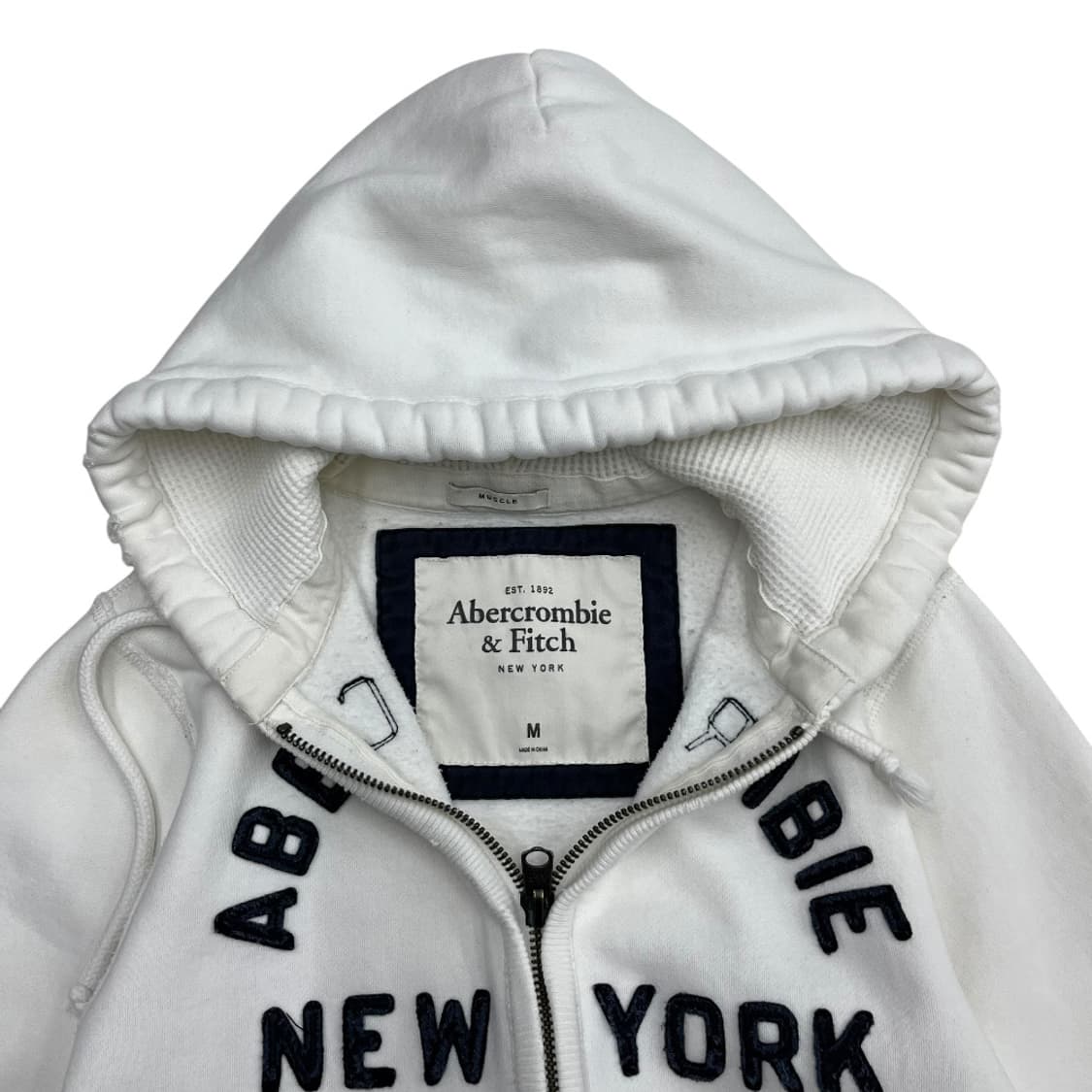 아베크롬비 센터로고 화이트 후드집업 M 상품이미지5
