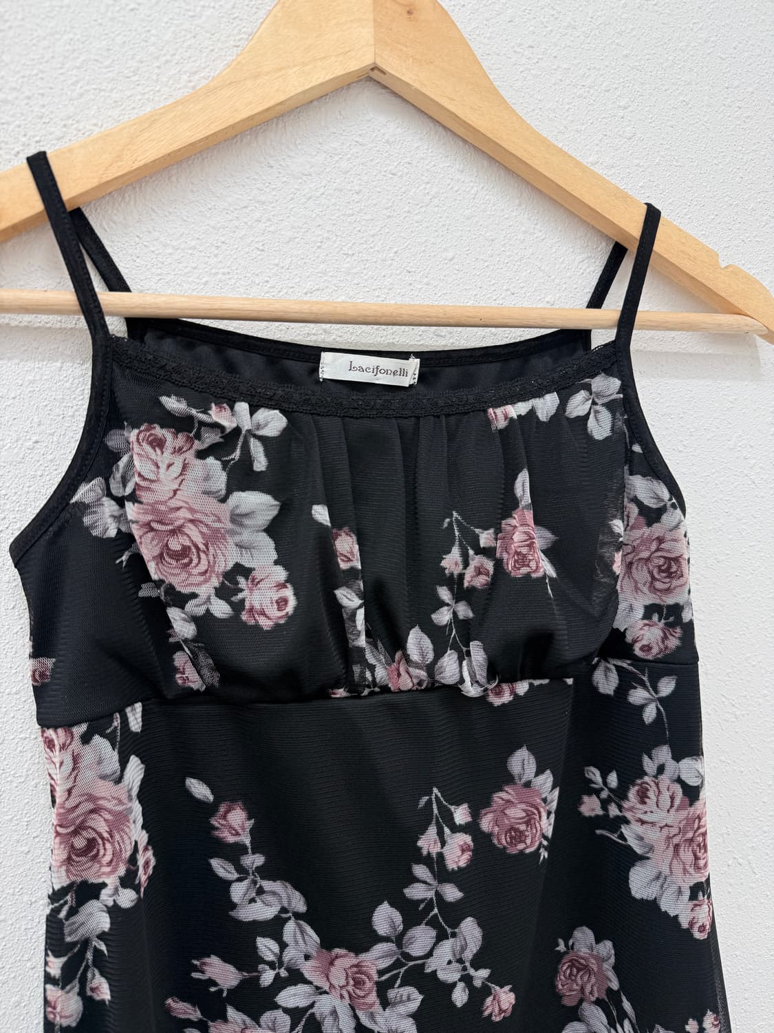 빈티지 Lacifonelli 블랙 로즈 시스루 레이어드 슬리브리스 상품이미지3