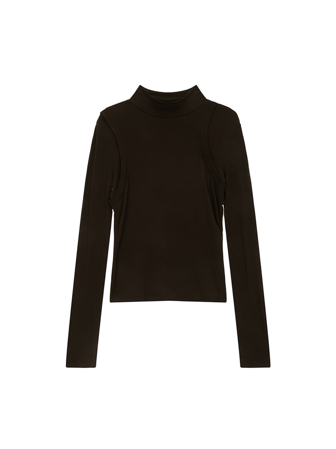 RIB LAYERED HALF NECK LONG SLEEVE TOP 상품이미지5