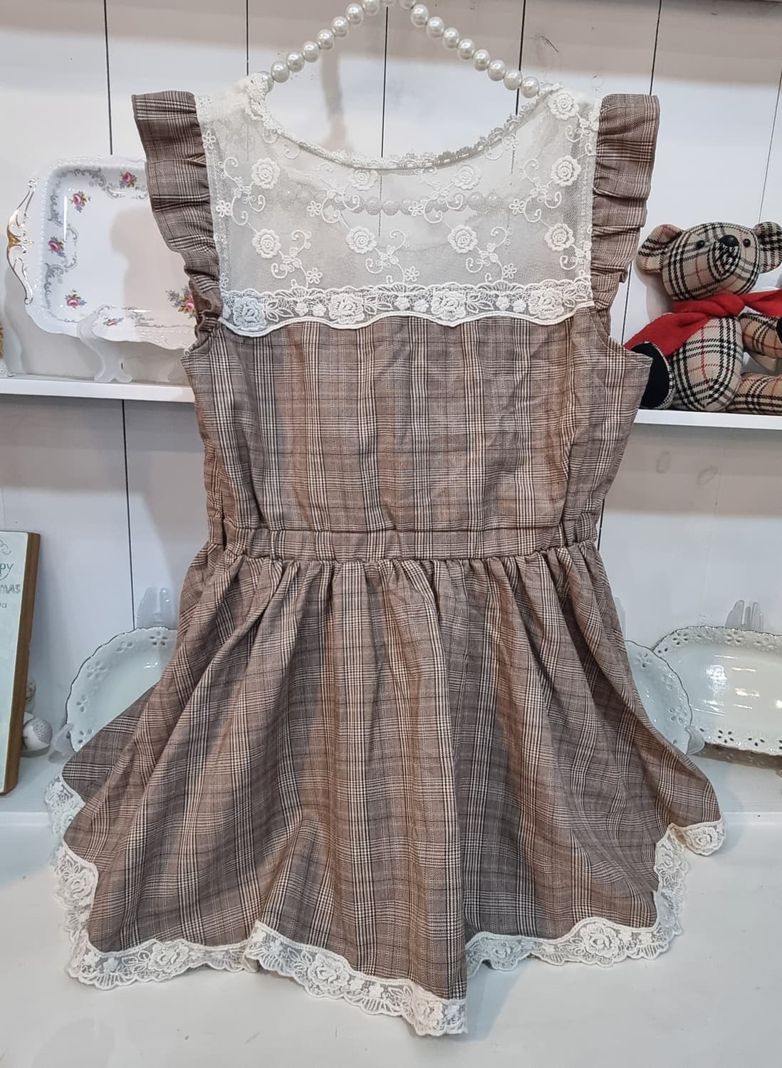 리즈리사 체크 레이스 리본 원피스 상품이미지9