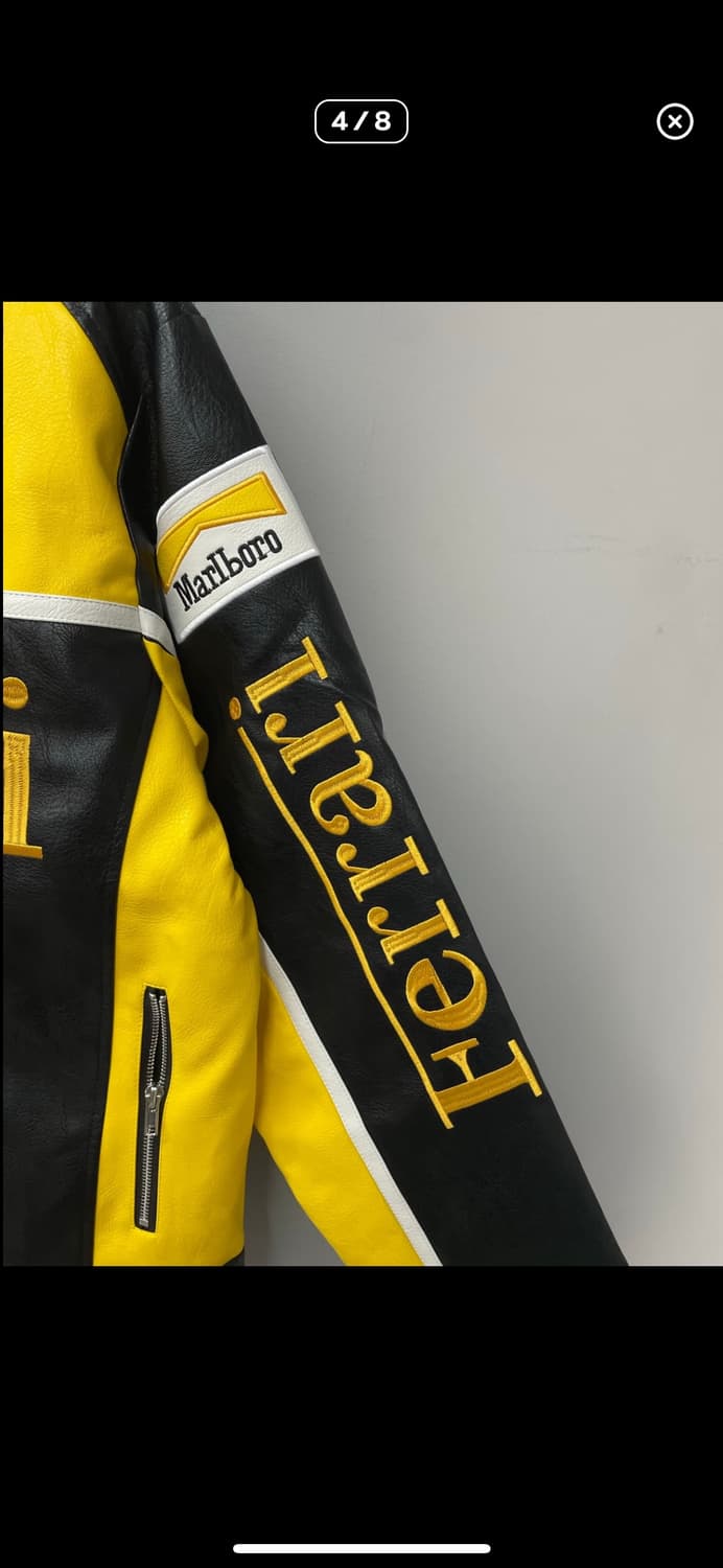 페라리 말보로 패치워크 옐로우 배색 레더 레이싱자켓 A3396 상품이미지4