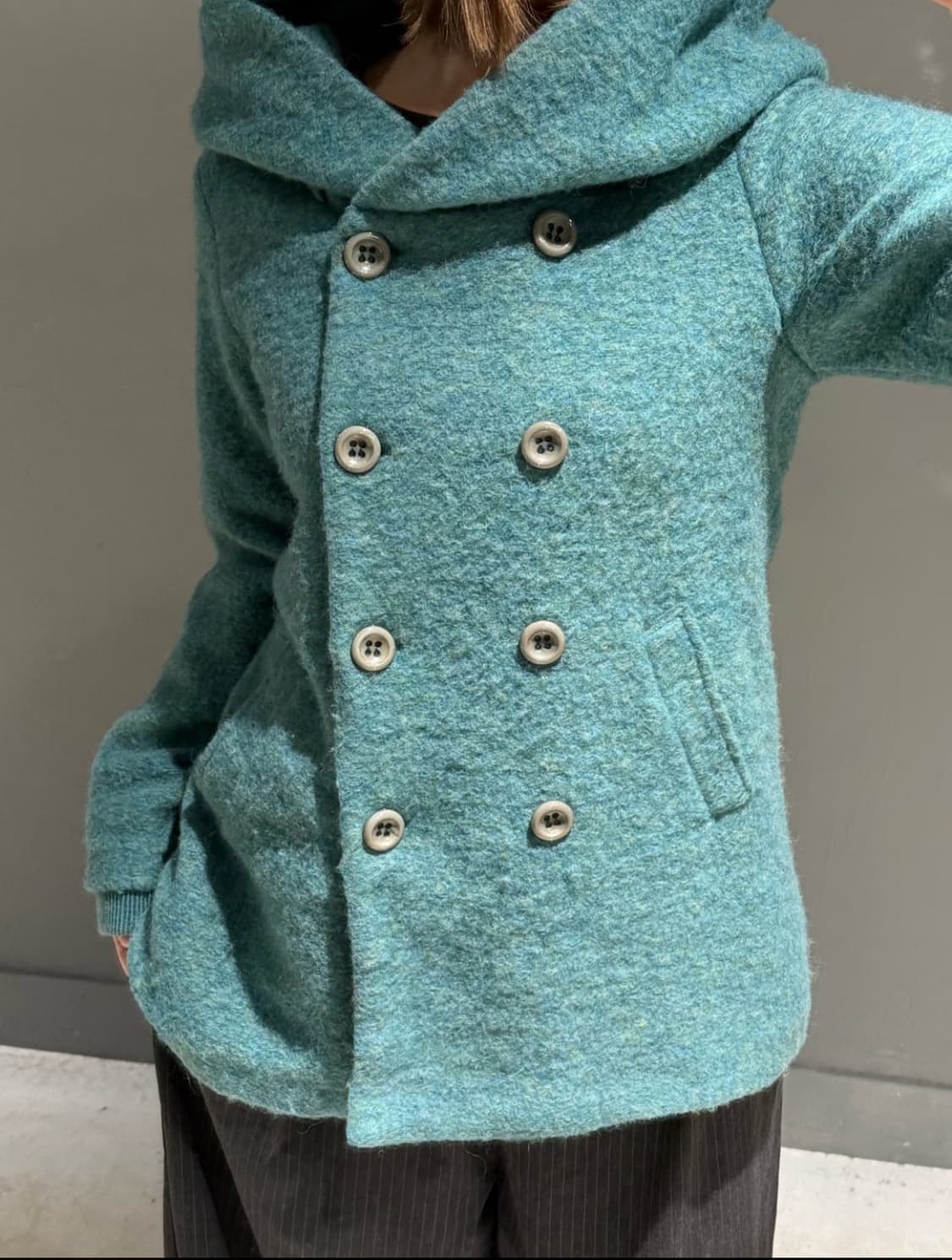 Italy big hood double button point coat 상품이미지1