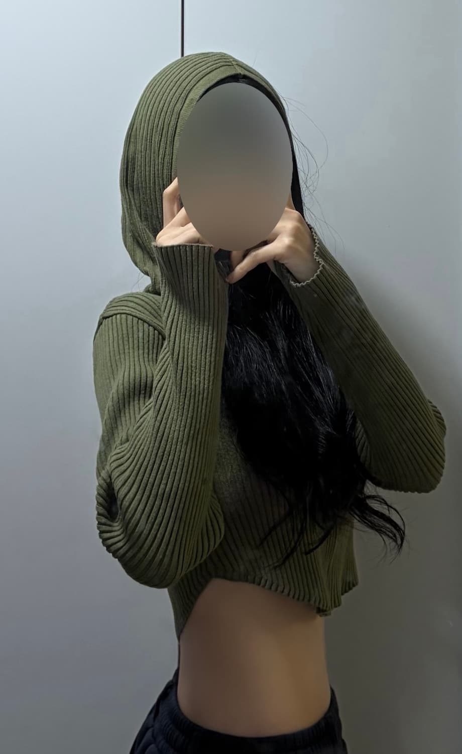 aeae 카키 크롭니트후드집업 상품이미지5