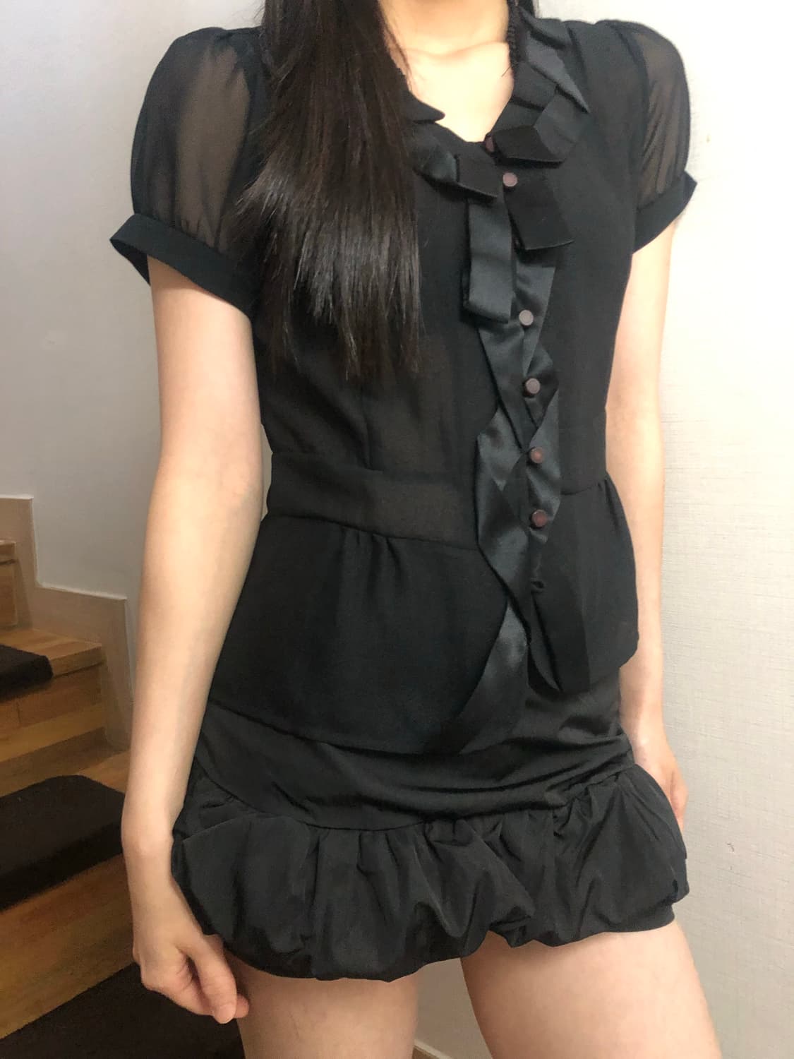 빈티지 블랙 프릴 블라우스 상품이미지7