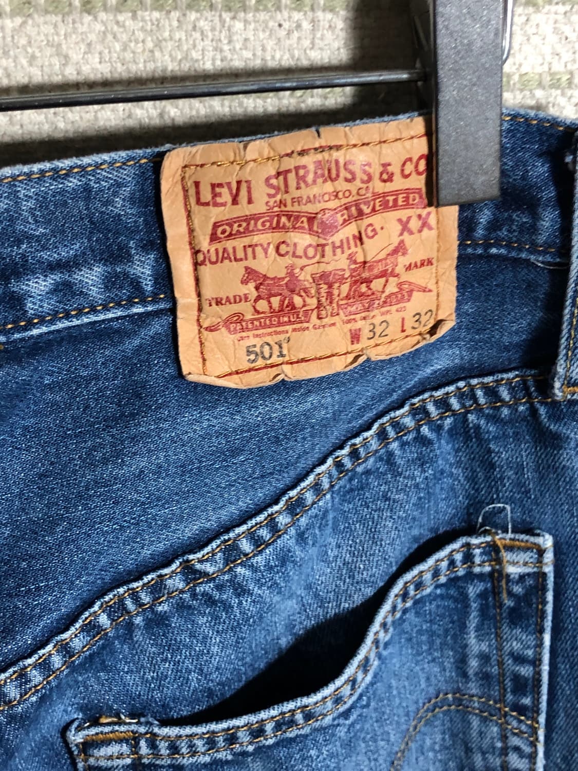 리바이스 501 중청 찢청 데미지 데님 32x32 상품이미지3