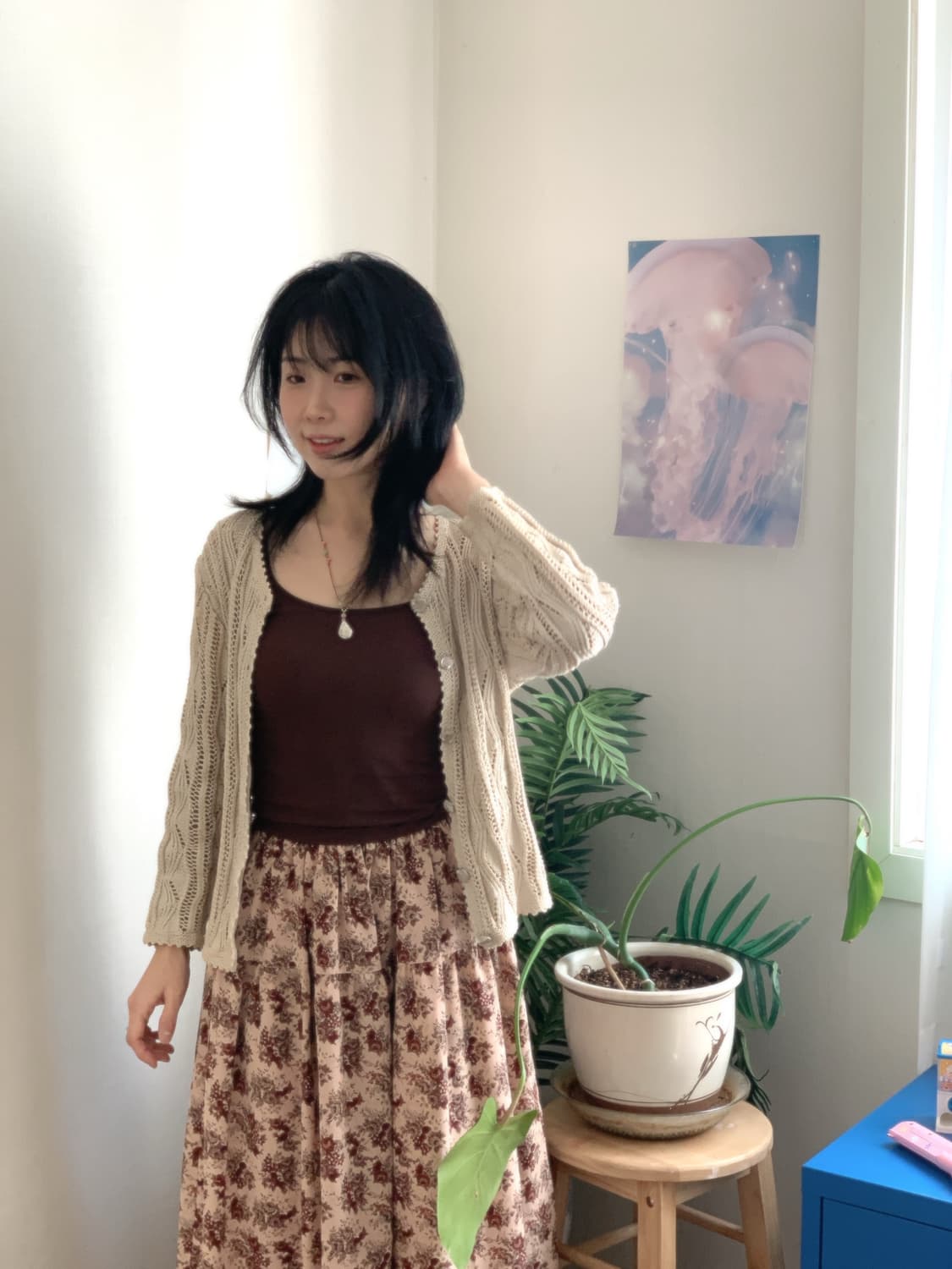 베이지 뜨개 가디건 상품이미지2