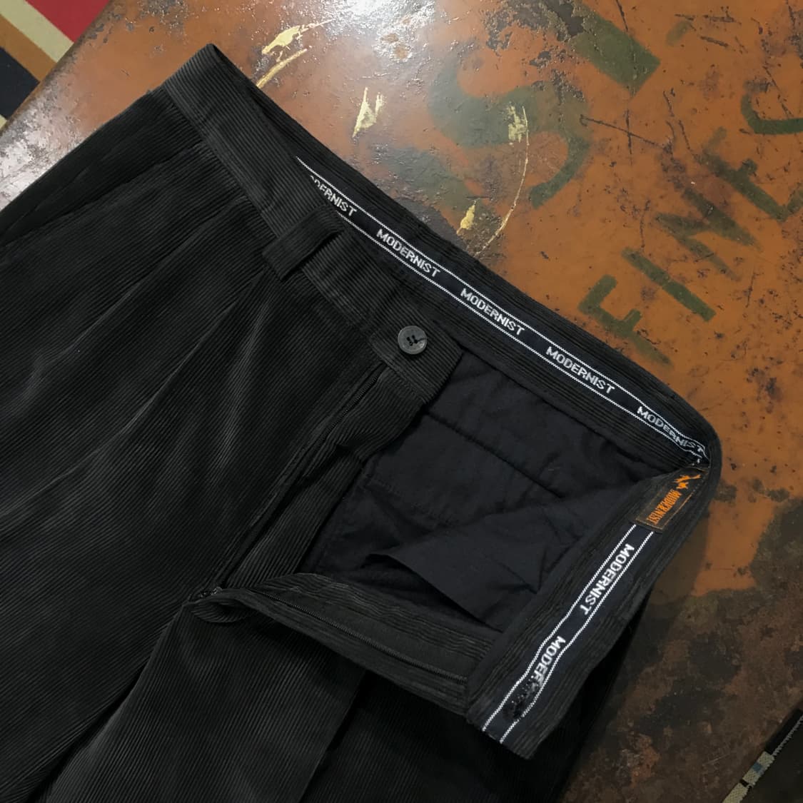 빈티지 블랙 핀턱 코듀로이 팬츠 허리 30 31  상품이미지5