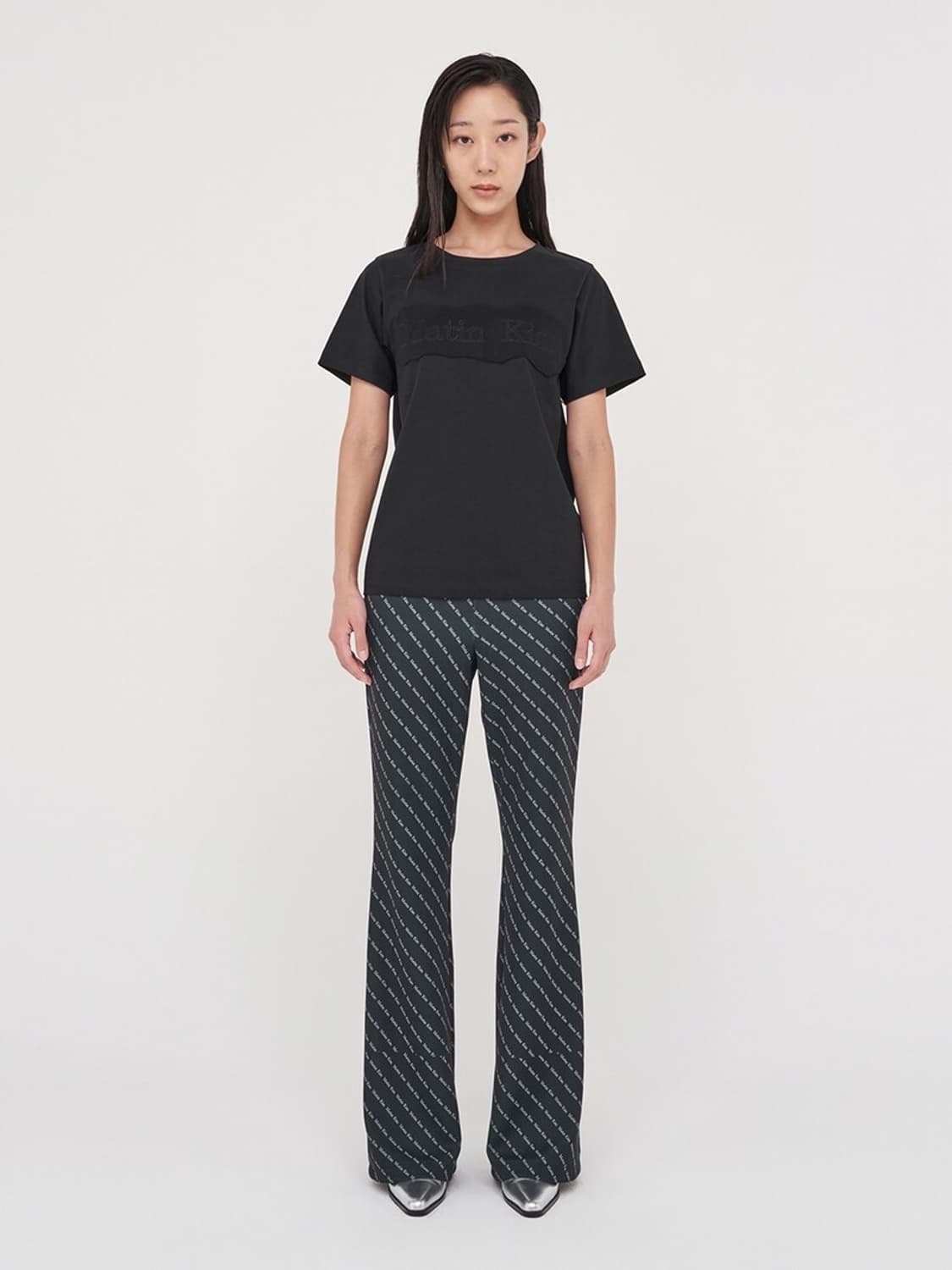 마뗑킴 21FW 로고 프린트 부츠컷 팬츠 상품이미지3