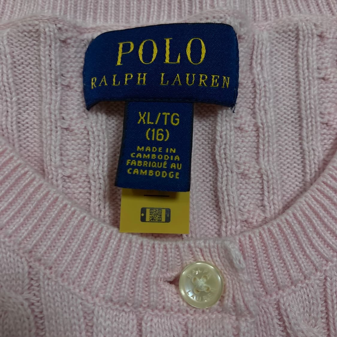 폴로 랄프로렌 스몰 포니 로고 핑크 케이블 니트 가디건 상품이미지3