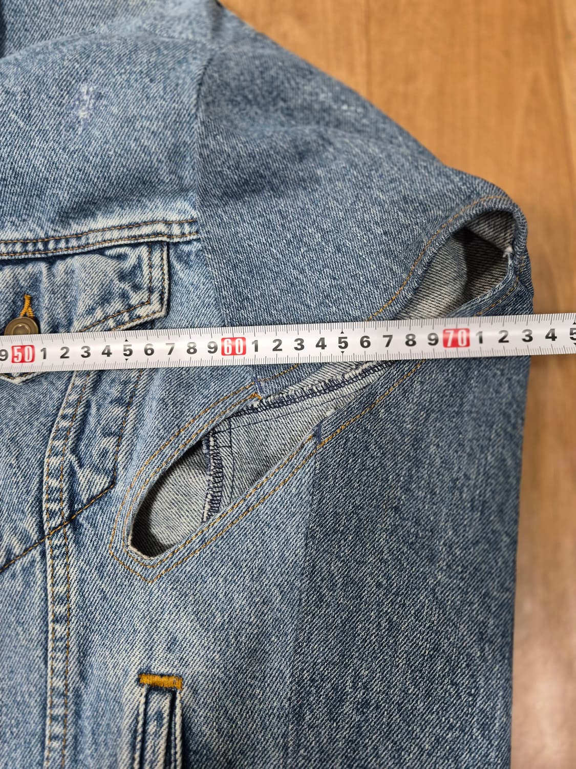 새상품 77CIRCA 나나서카 데님 베스트 청자켓 L 상품이미지5