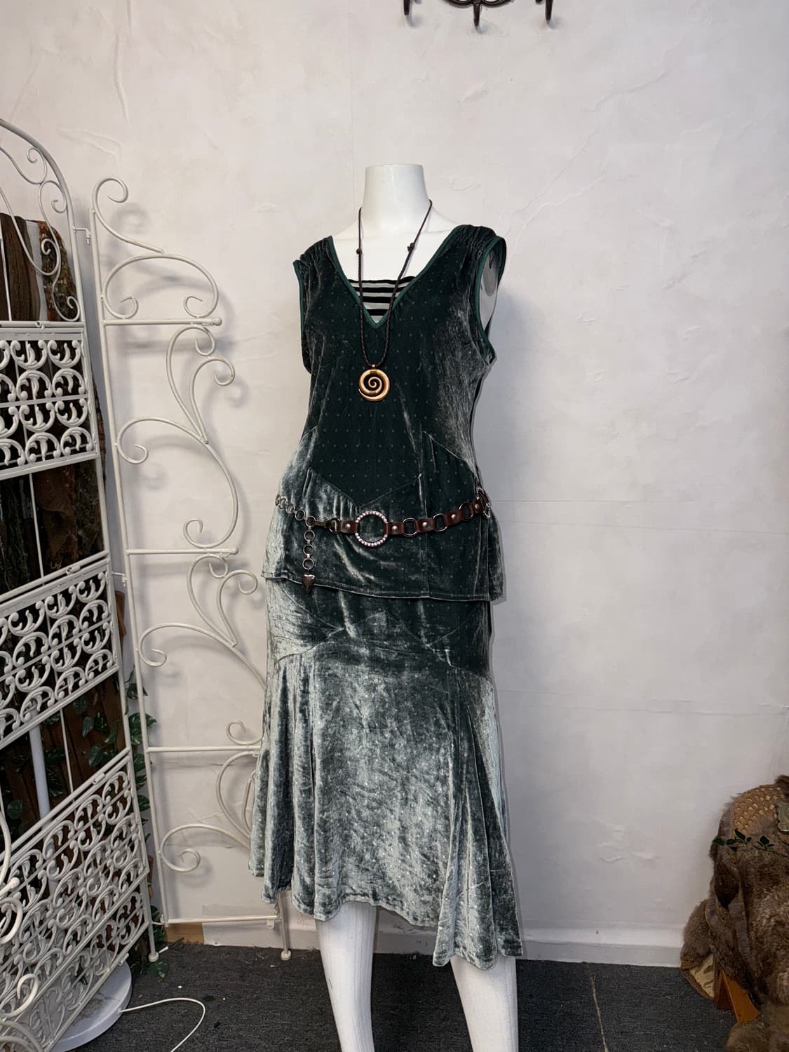 Marc Jacobs green velvet silk dot setup 상품이미지2