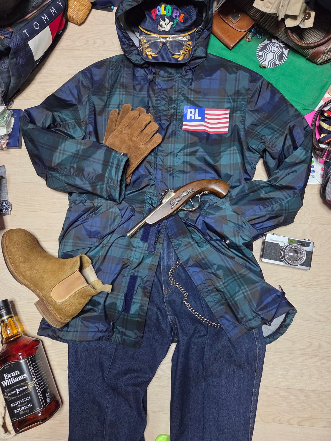 (새상품)POLO SPORT 체크 코트 코치 자켓 점퍼 성조기 상품이미지3