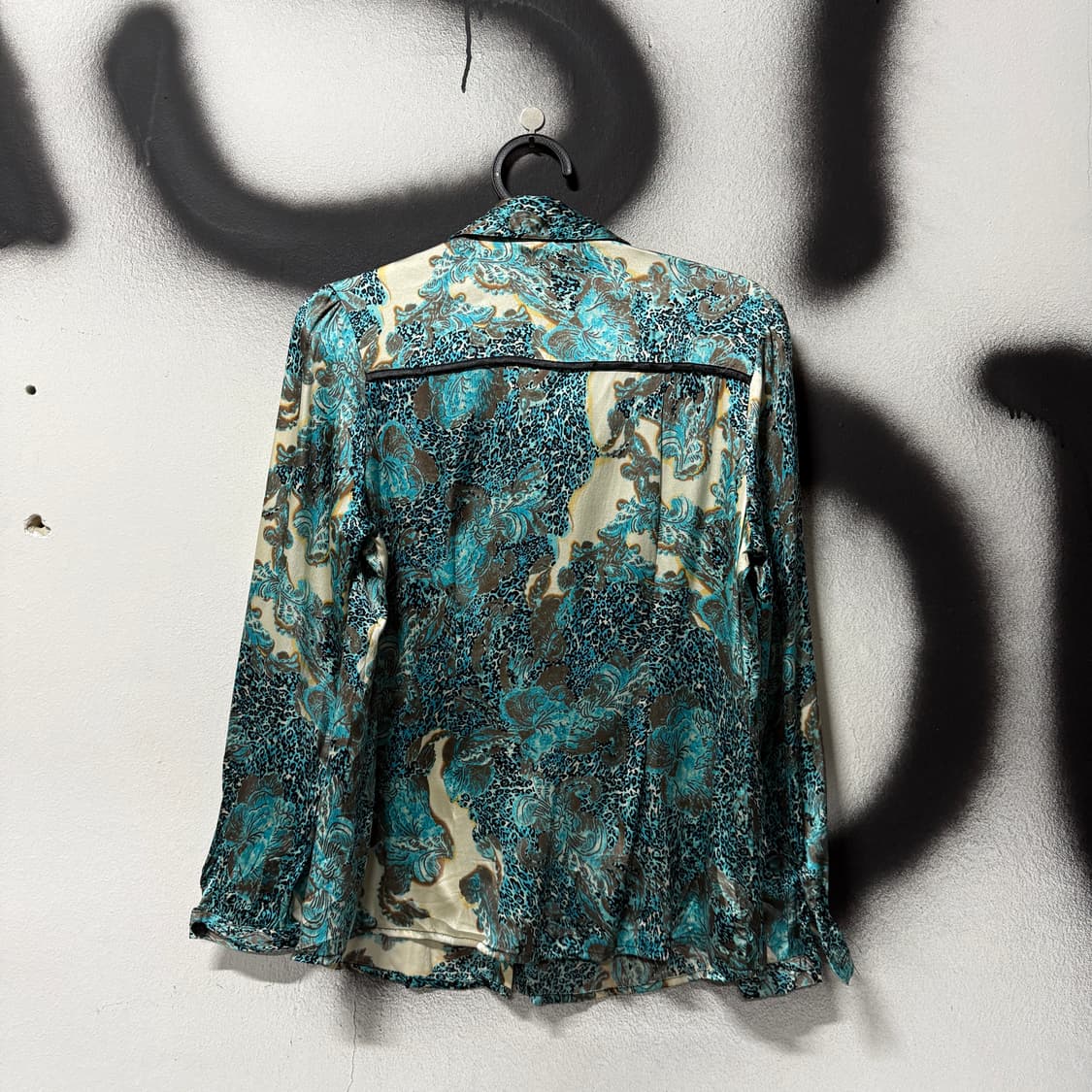 VTG 빈티지 100% 실크 레오파드 패턴 긴팔 셔츠 상품이미지2