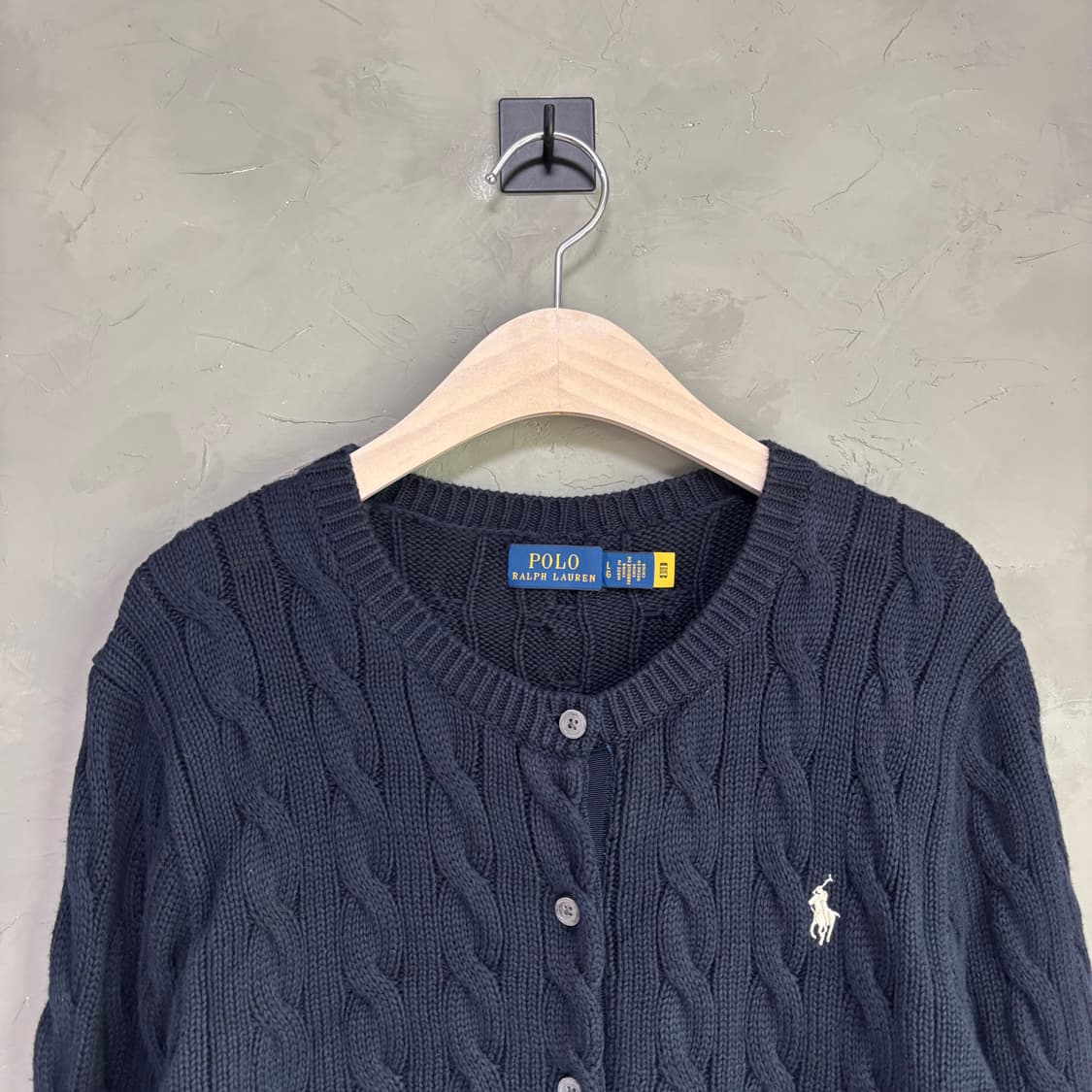 폴로 랄프로렌 꽈배기 니트 가디건 네이비 상품이미지2