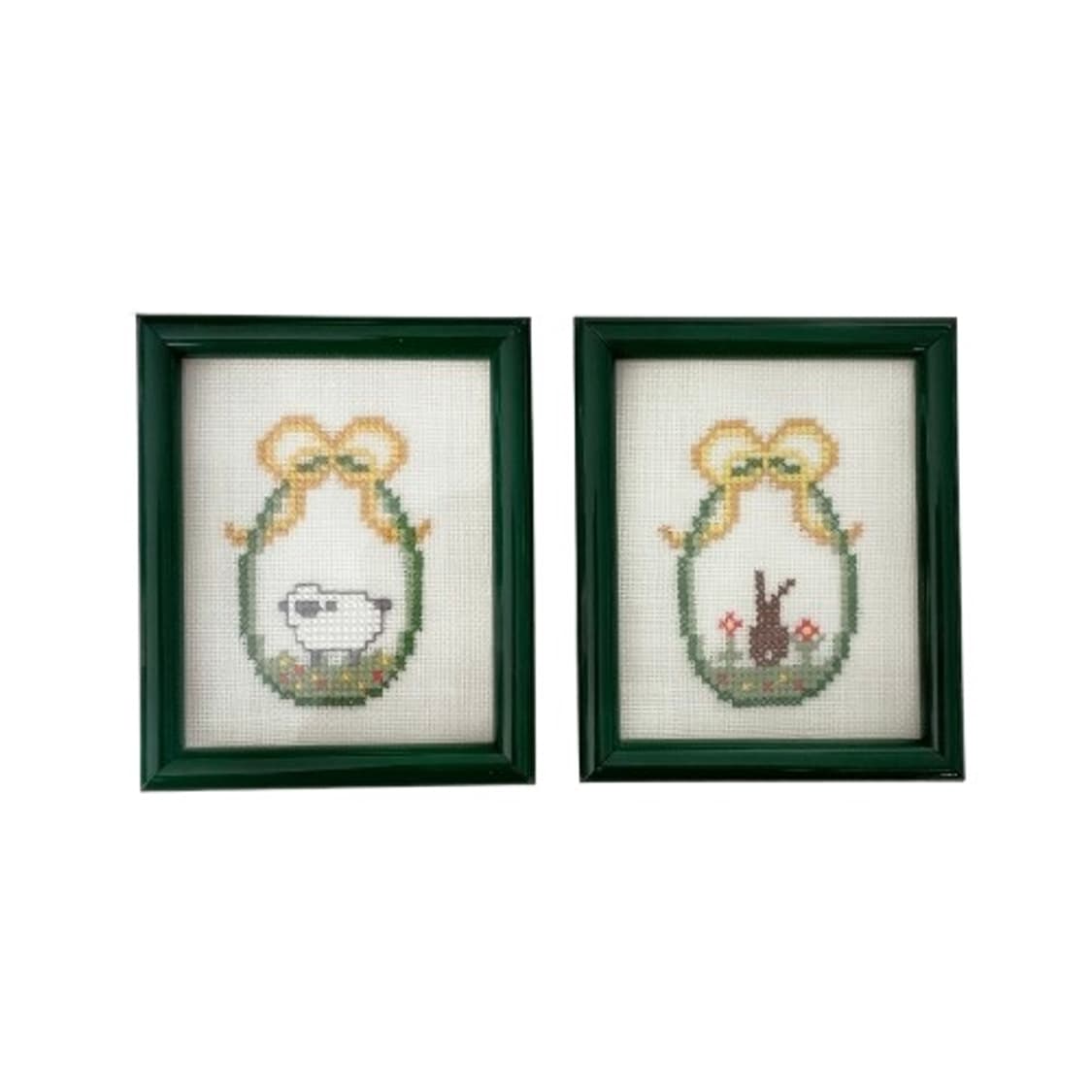 독일 빈티지 십자수 액자 토끼와 양 상품이미지1