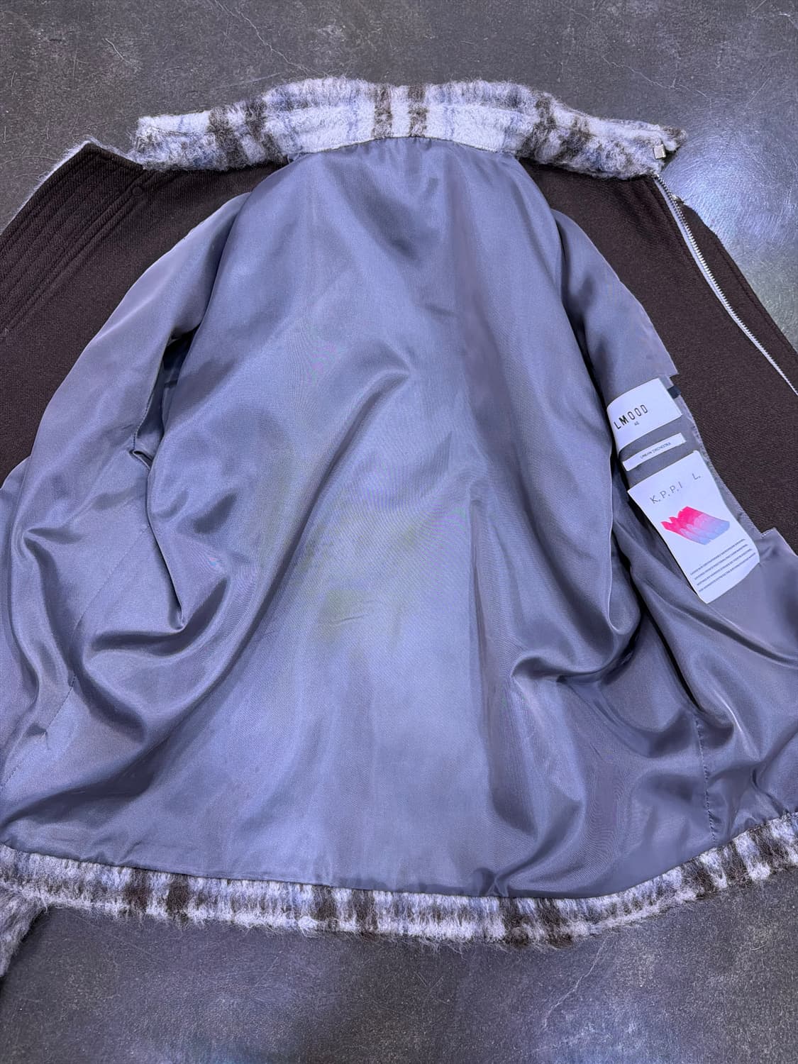 엘무드 슈퍼체크 알파카 모헤어 체크 자켓 블루종 46 상품이미지9