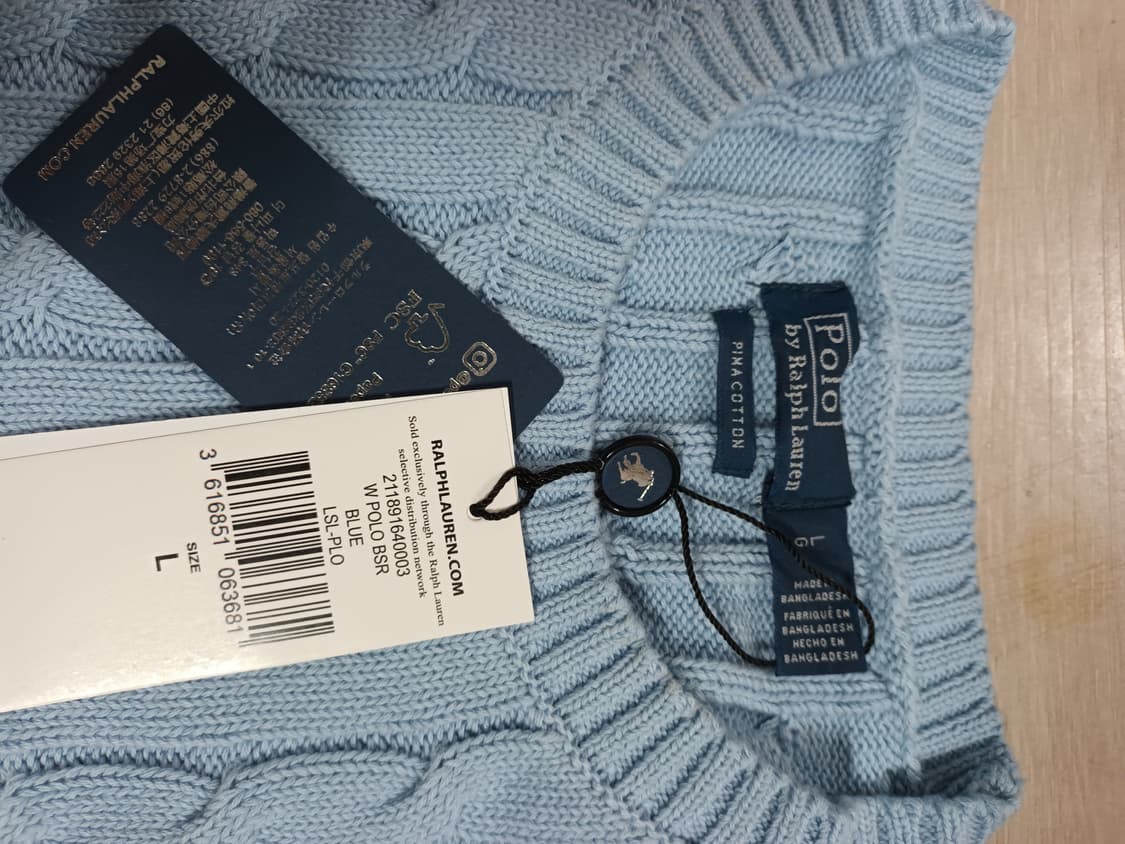 폴로 랄프로렌 피나코튼 케이블니트 스카이 L 상품이미지2