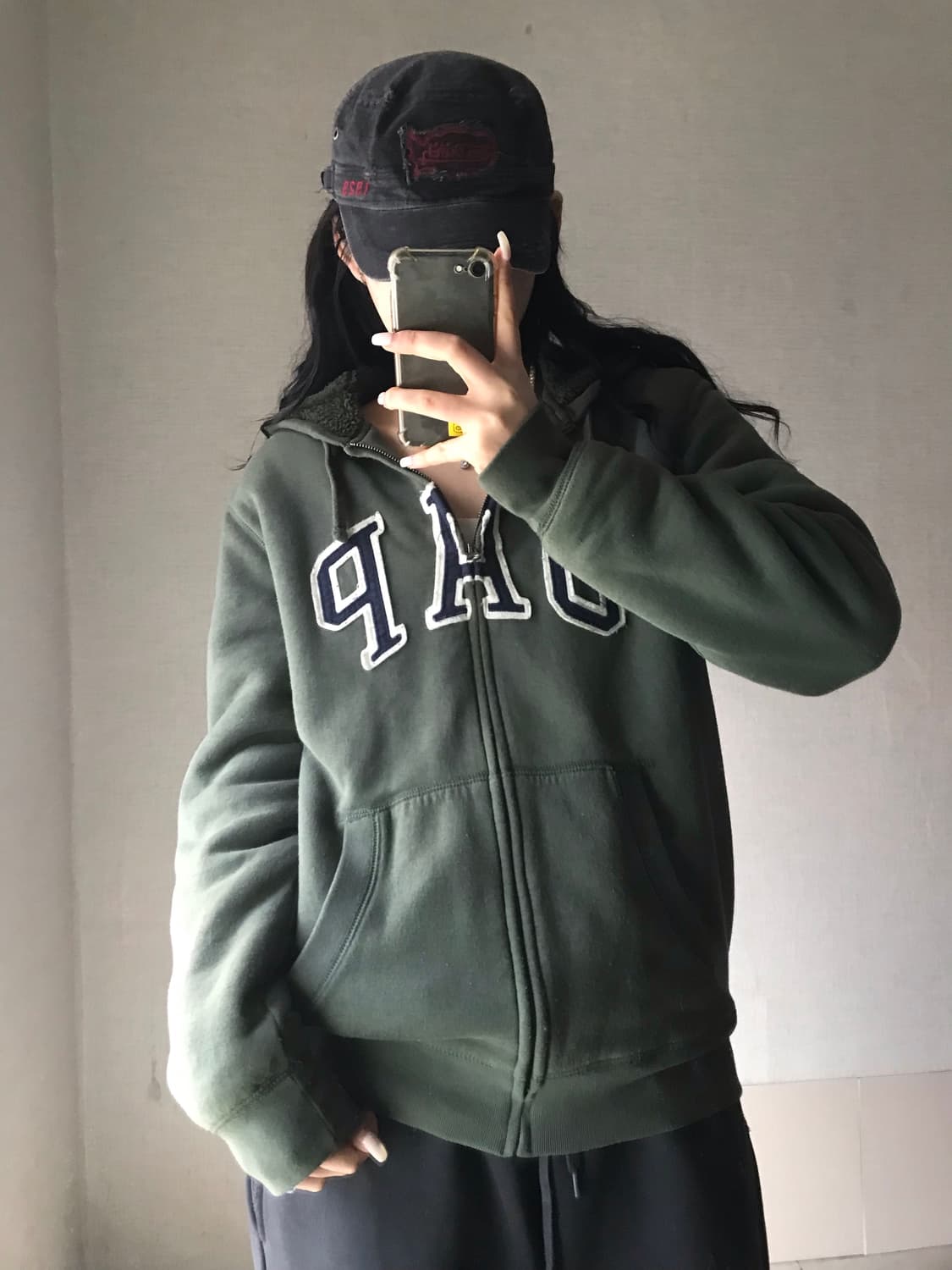 갭 카키 보아털 후드집업 상품이미지5