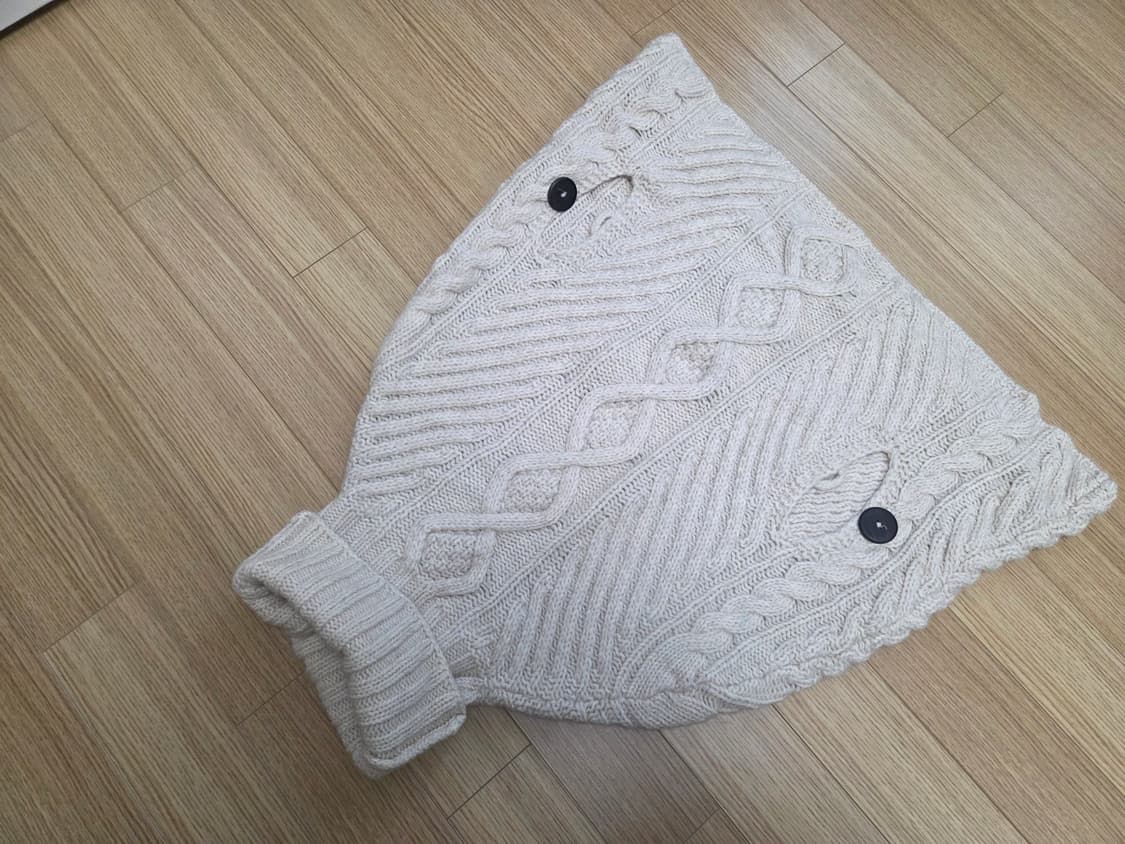 아르마니 진 터틀넥 케이블 니트 케이프 판초 상품이미지7