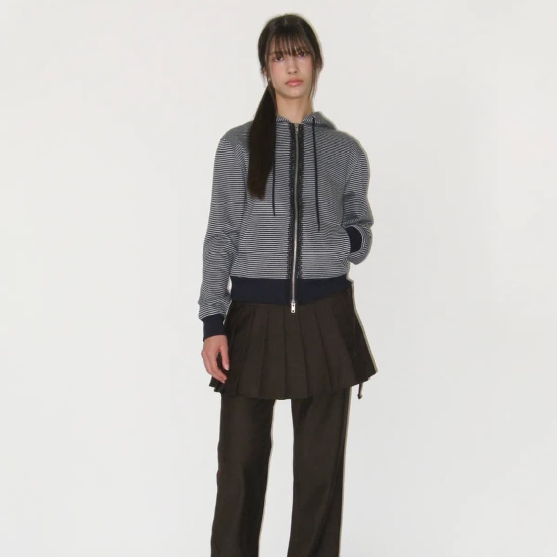 Lace Stripe Hoodie Zip-up 상품이미지2