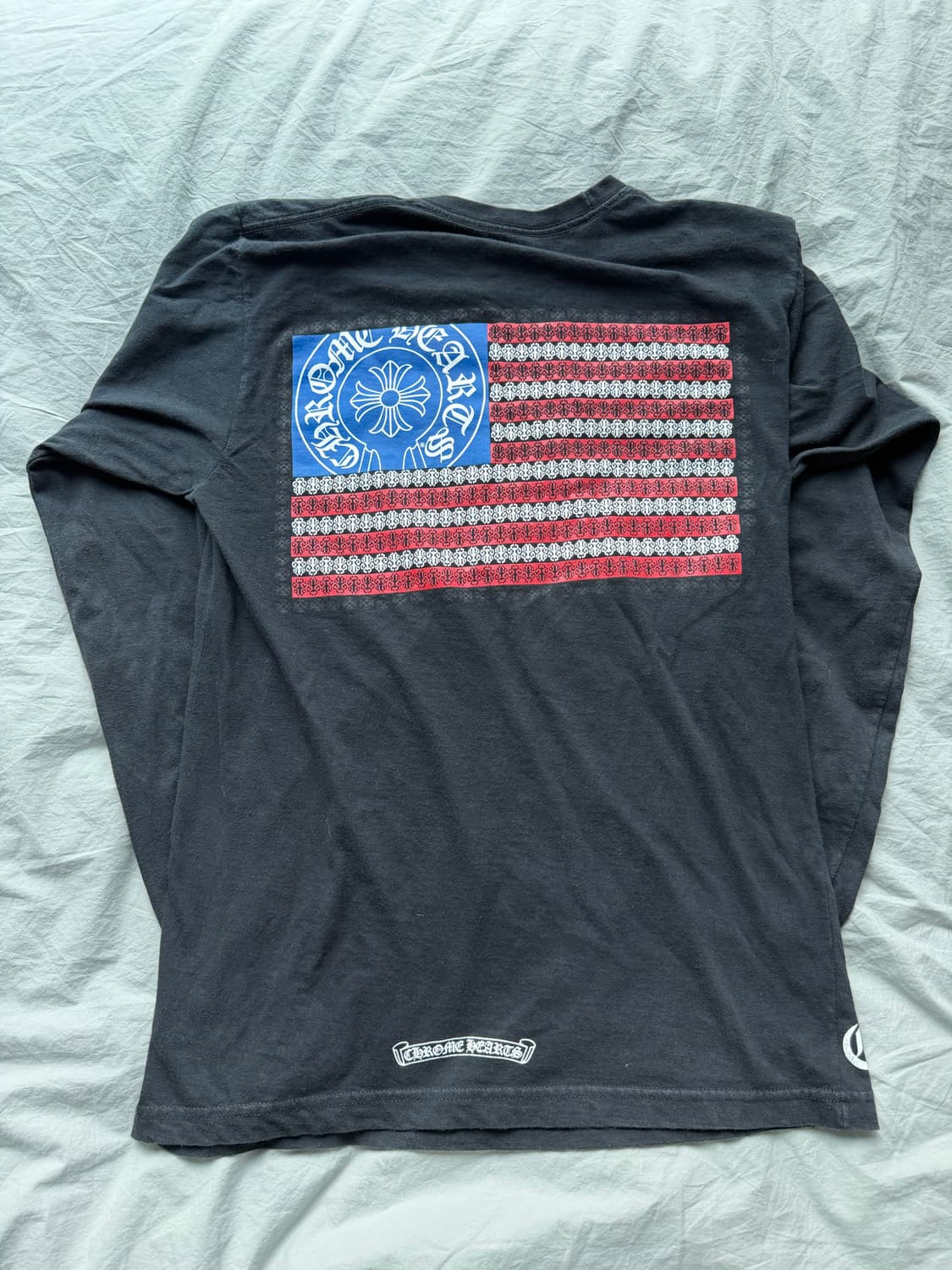 [M] 크롬하츠 아메리칸 플래그 대거 롱슬리브 티셔츠 블랙 상품이미지1