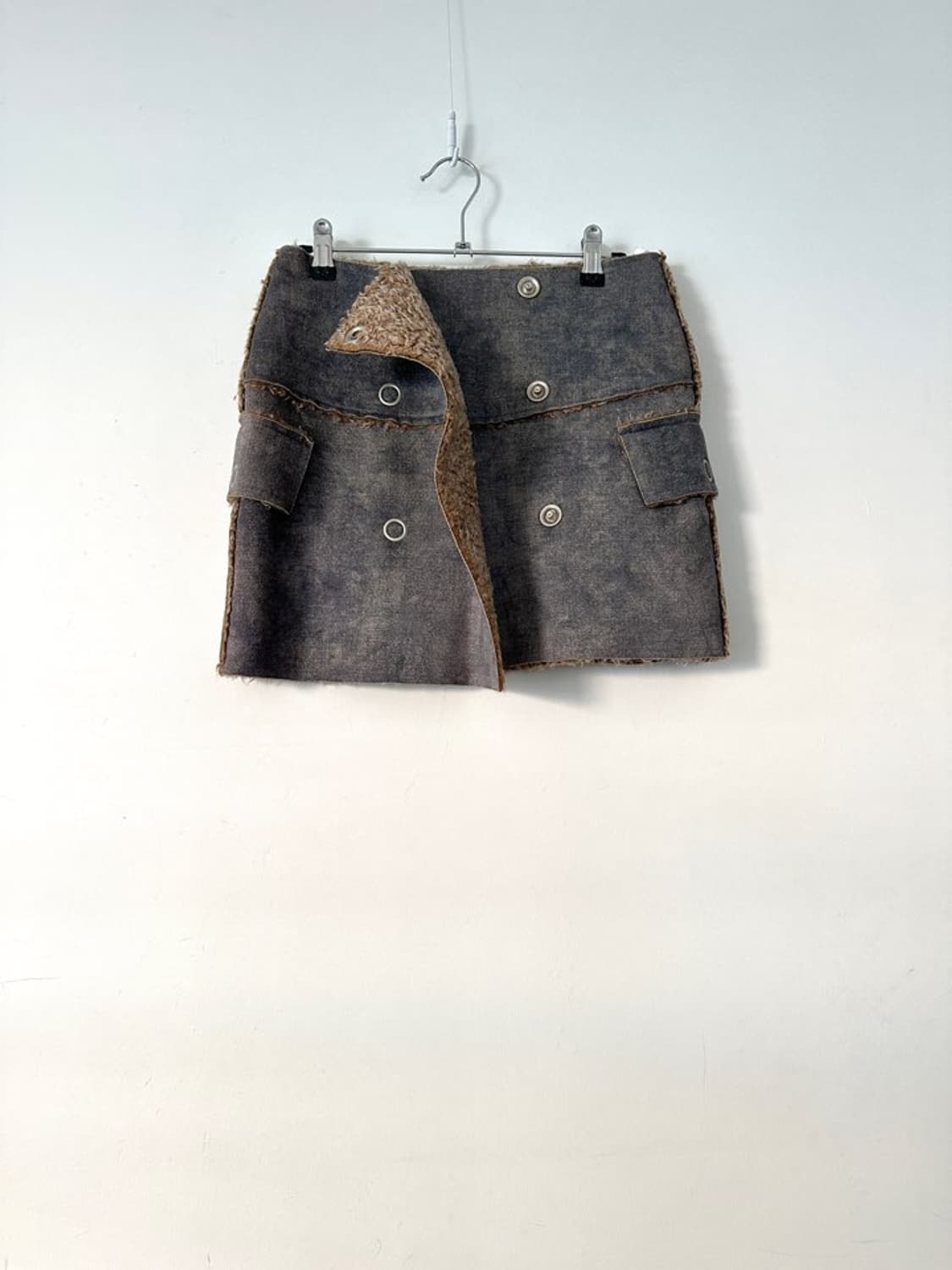 Utility layered warm skirt / grey 상품이미지4