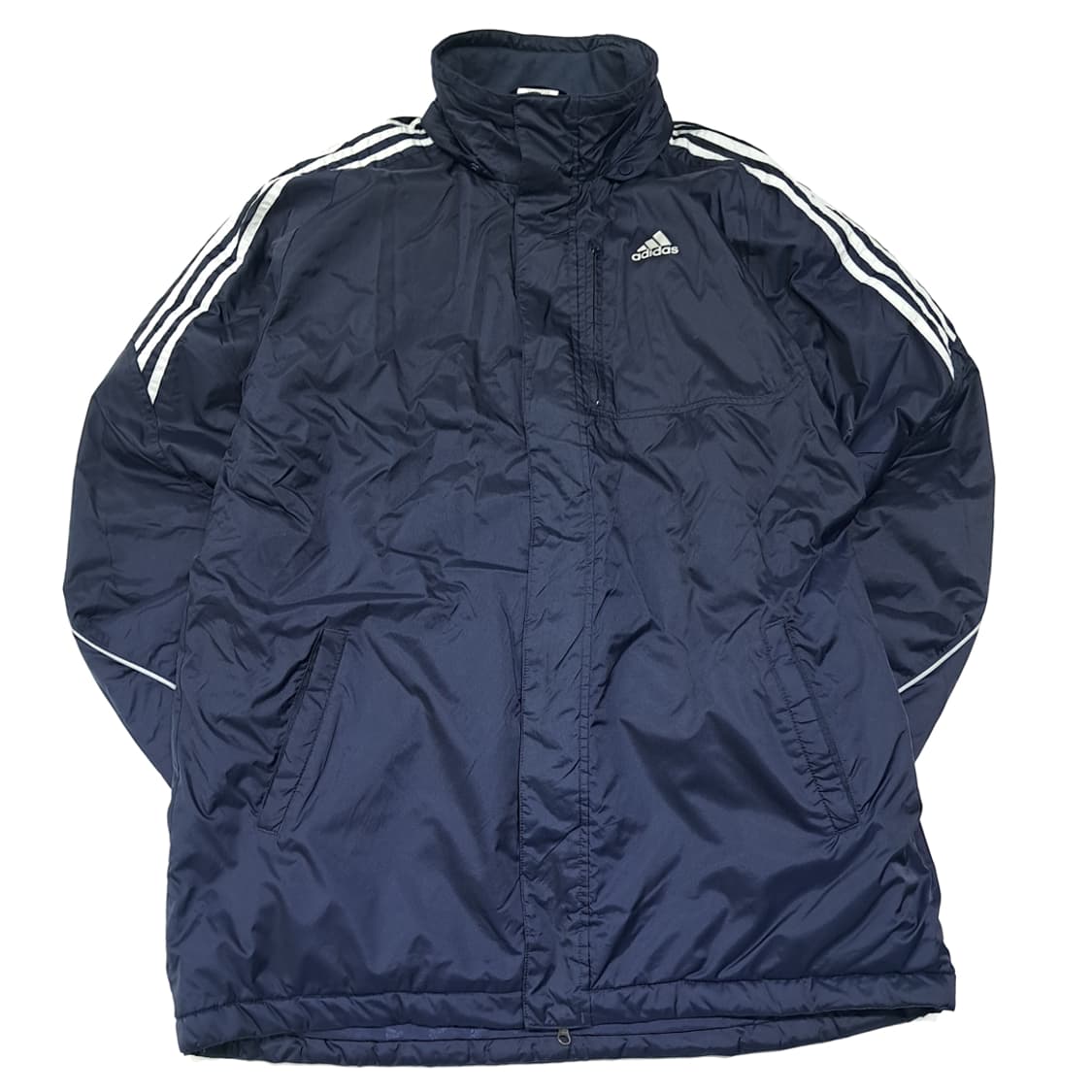 CL239 L 아디다스 00s 빅로고 네이비 점퍼 벤치코트 상품이미지1