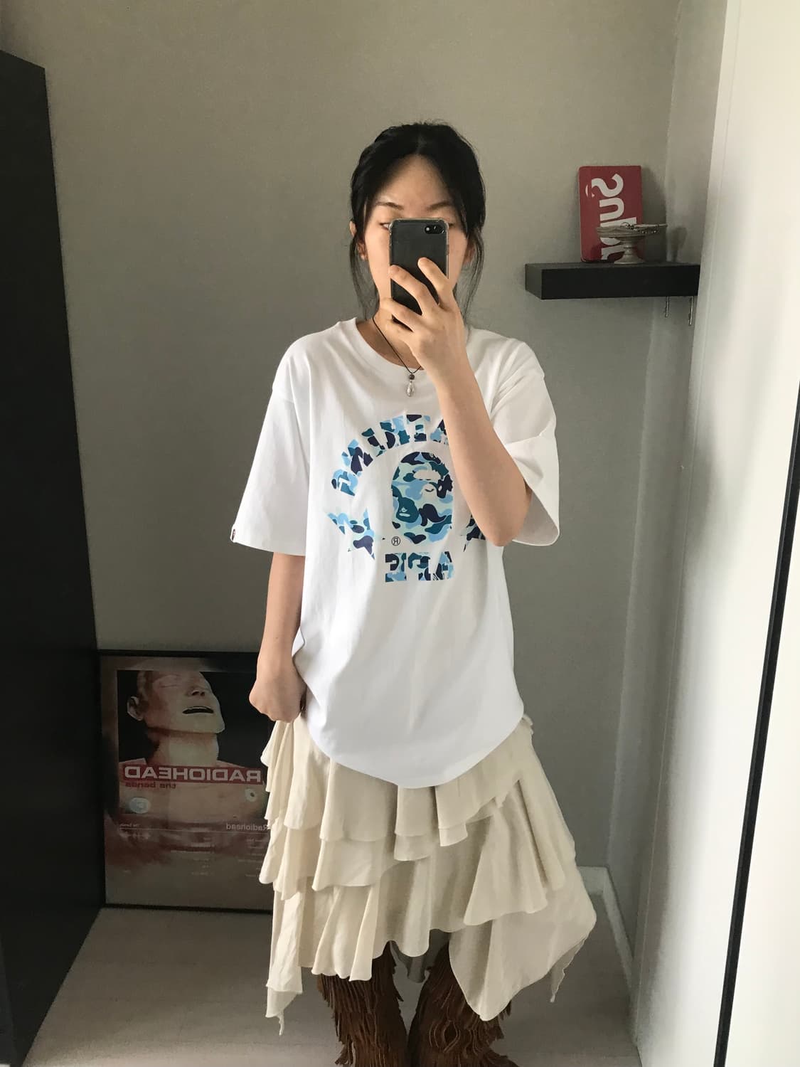 베이프 ABC 카모 스타 컬리지 티셔츠 상품이미지3