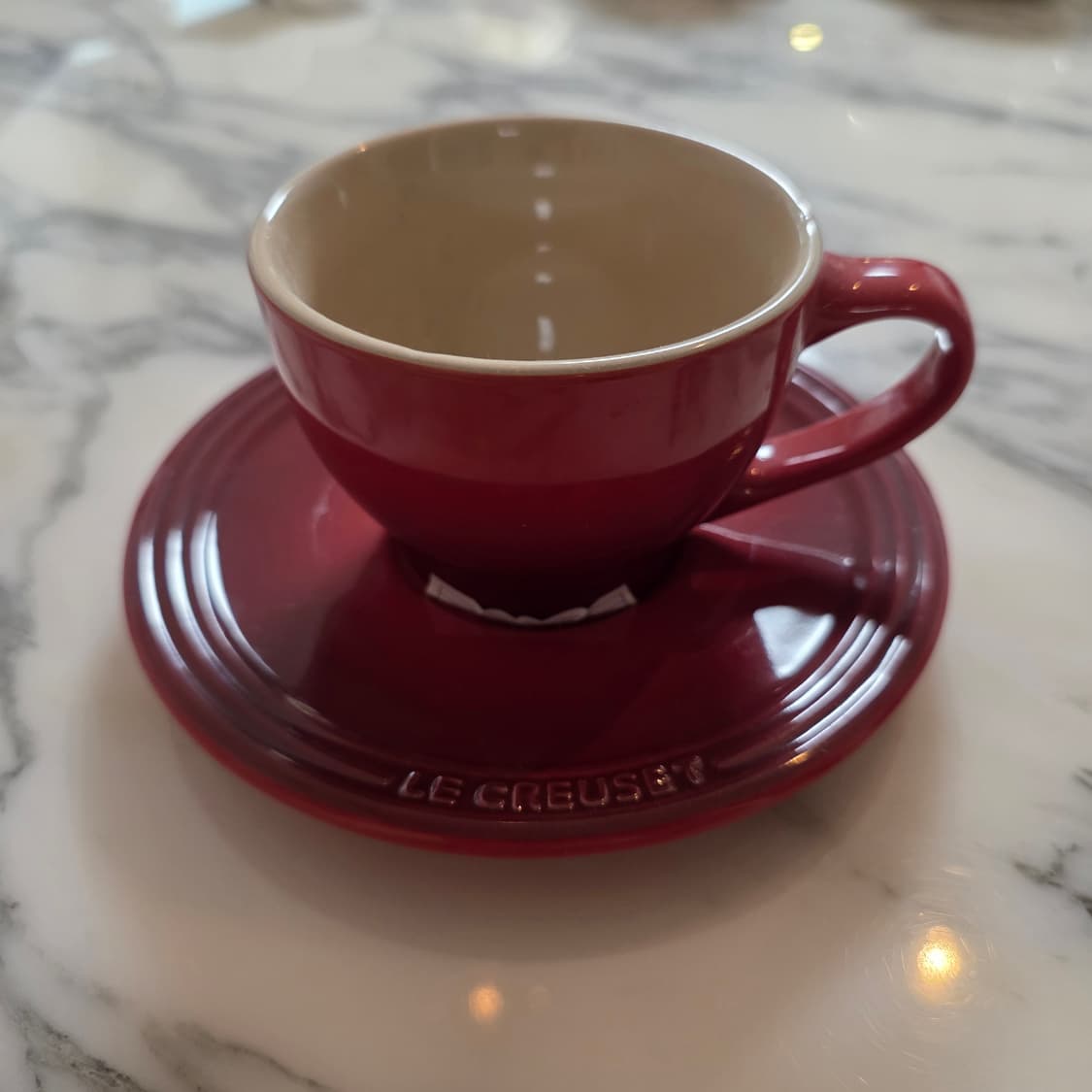 미사용 르크르제 찻잔 세트 커피잔 소서 2인조 2P 레드 르쿠르제 상품이미지3