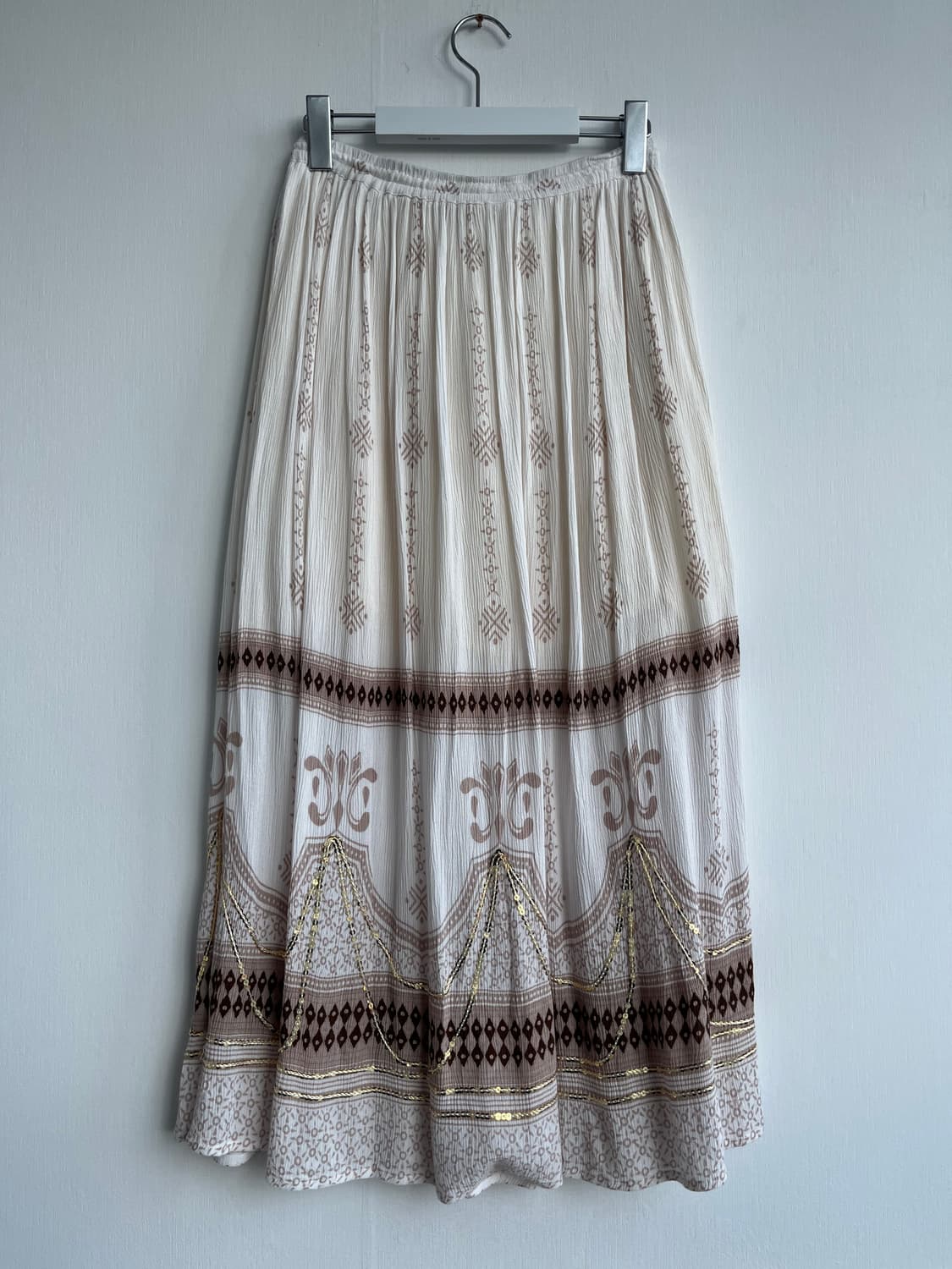 베이지 스팽클 에스닉 롱 스커트 상품이미지4