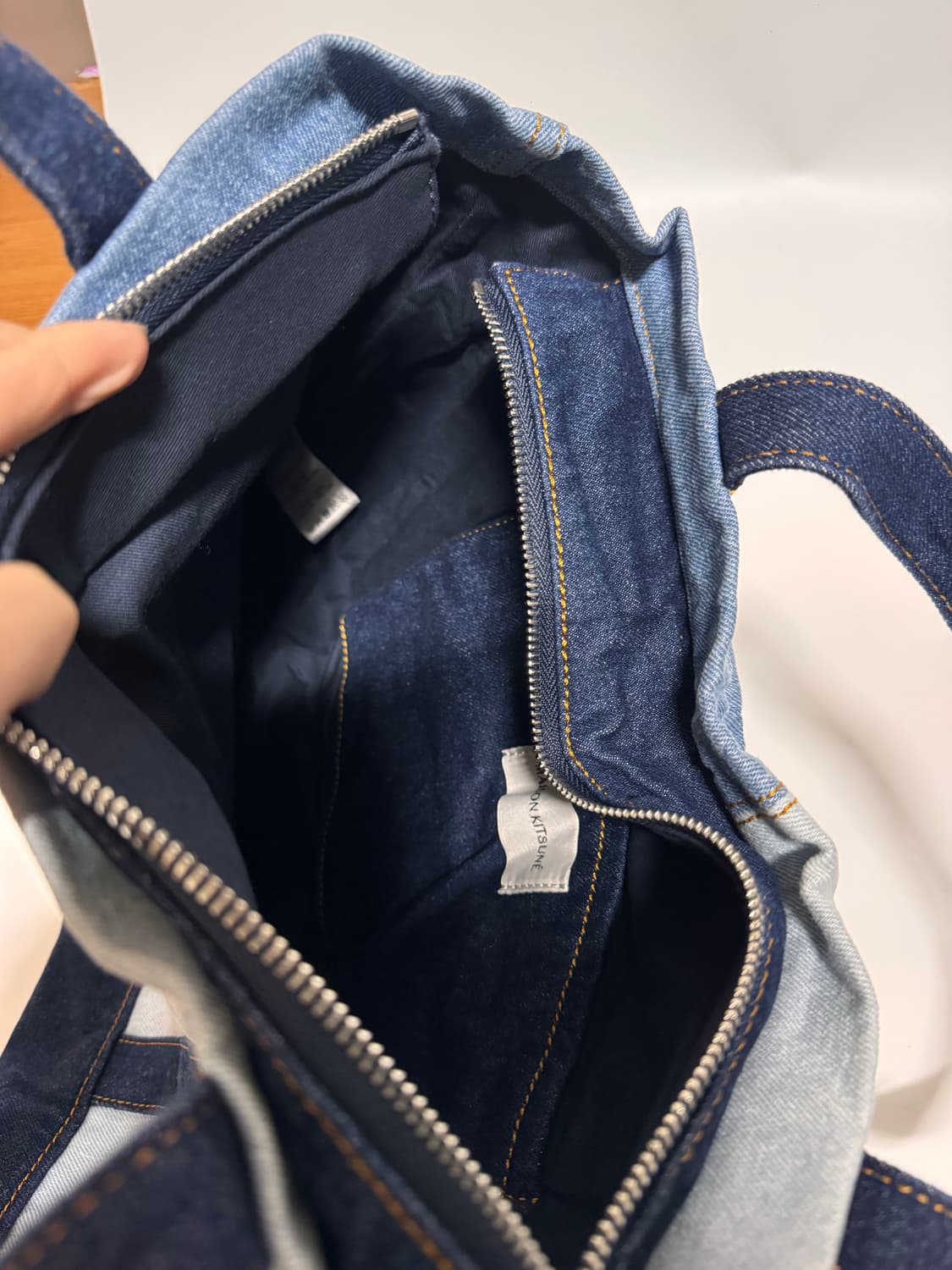 메종 키츠네 폭스 헤드 미디움 데님 토트백 상품이미지2