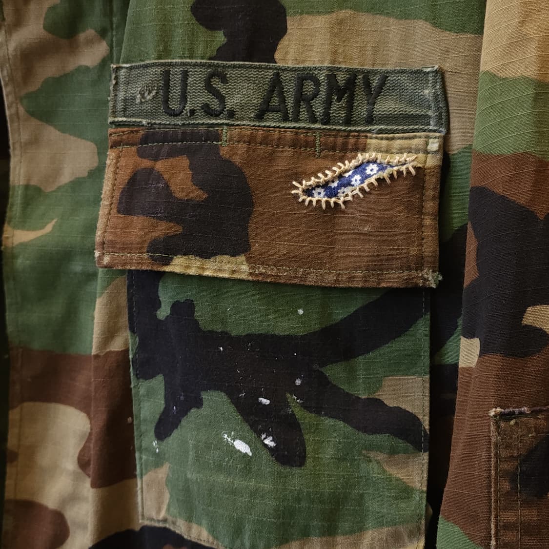 90s 미군 우드랜드 카모셔츠 BDU 미디움 레귤러 커스텀 상품이미지7