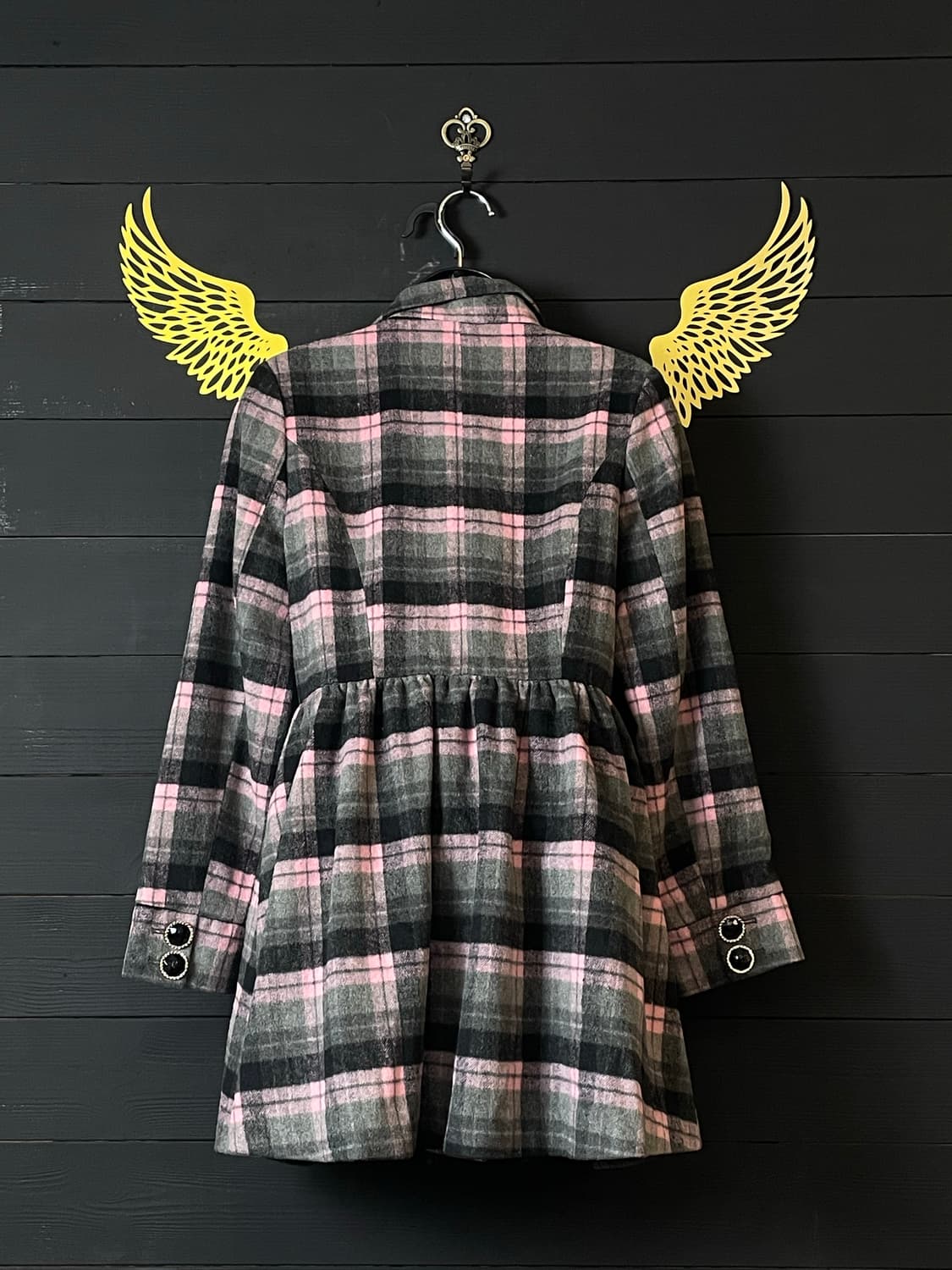 ANK ROUGE 앙크루즈 갸루 핑크 체크 패턴 코트 상품이미지3