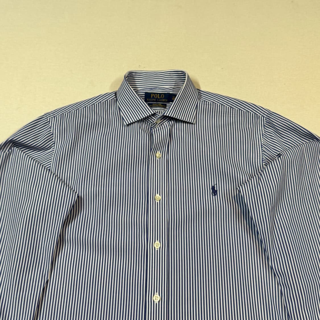 M) 폴로 랄프로렌 이지케어 블루 스트라이프 포플린 셔츠 상품이미지3