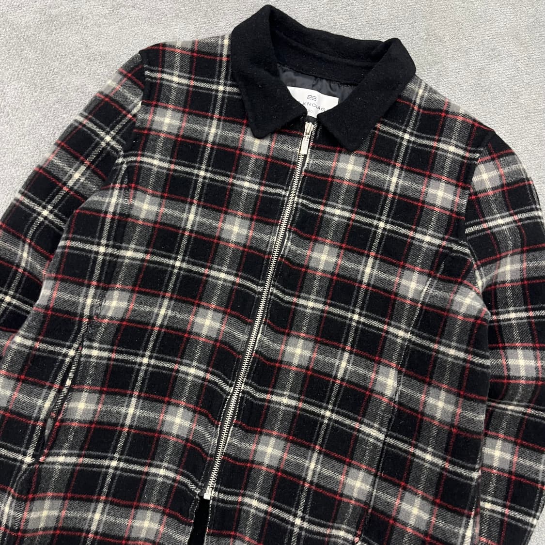 100 발레시아가 체크 카라 자켓 상품이미지2