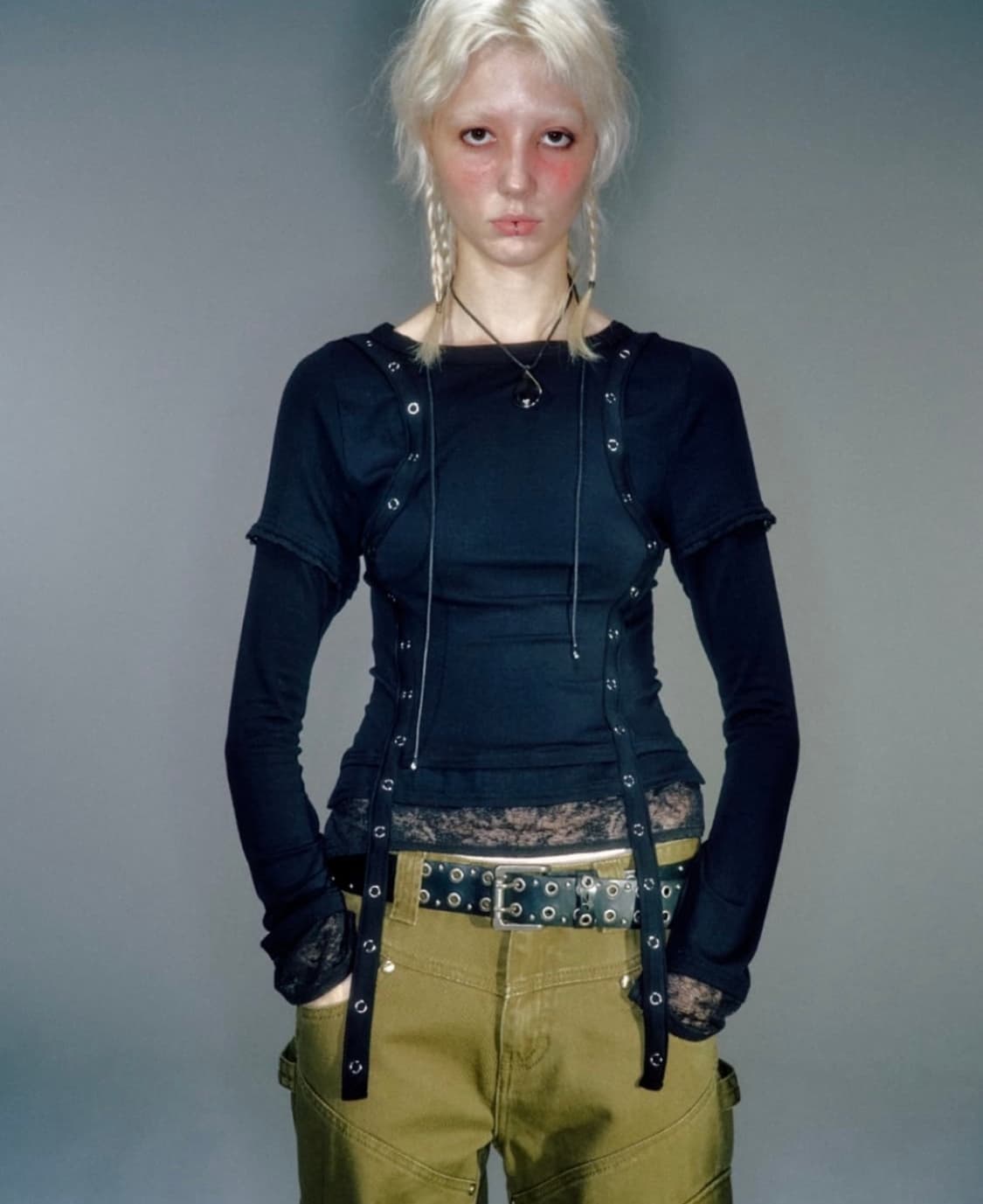 베이컨트 아카이브 우먼 레노 트리플 레이어드 롱 슬리브 탑 블랙 상품이미지1