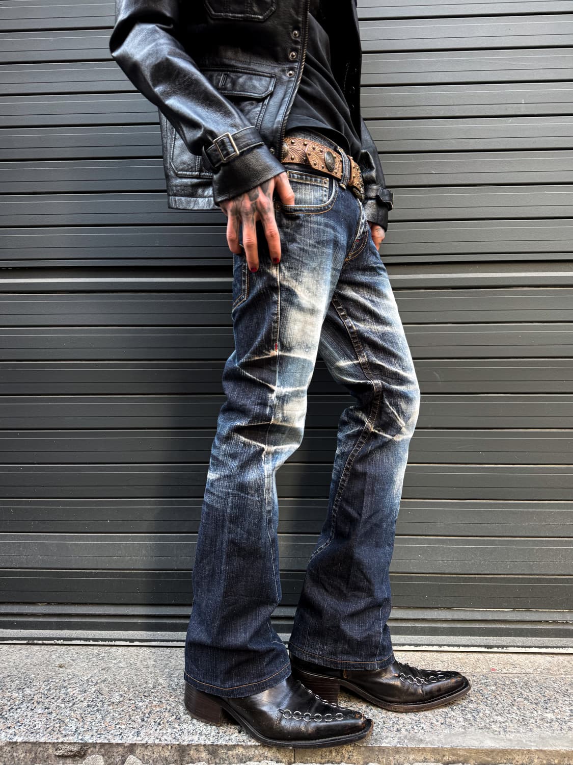 Tornado Mart – Heavy Washed Boot-cut Den 상품이미지9