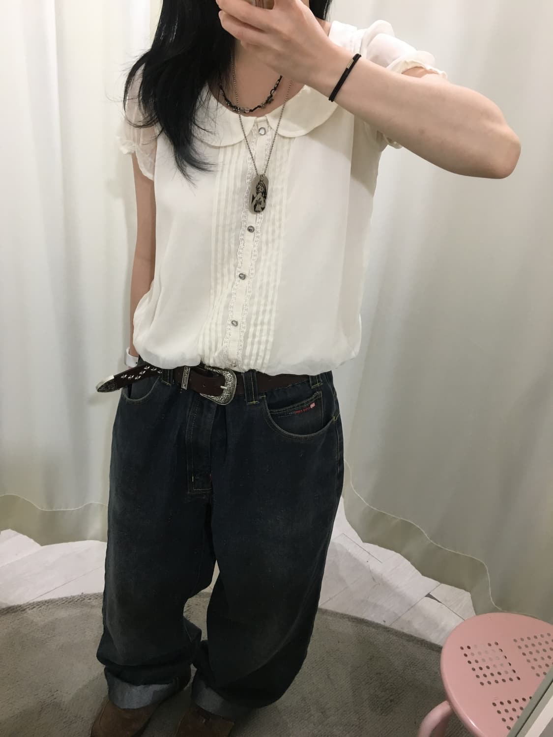 둥카라 레이스 블라우스 상품이미지6