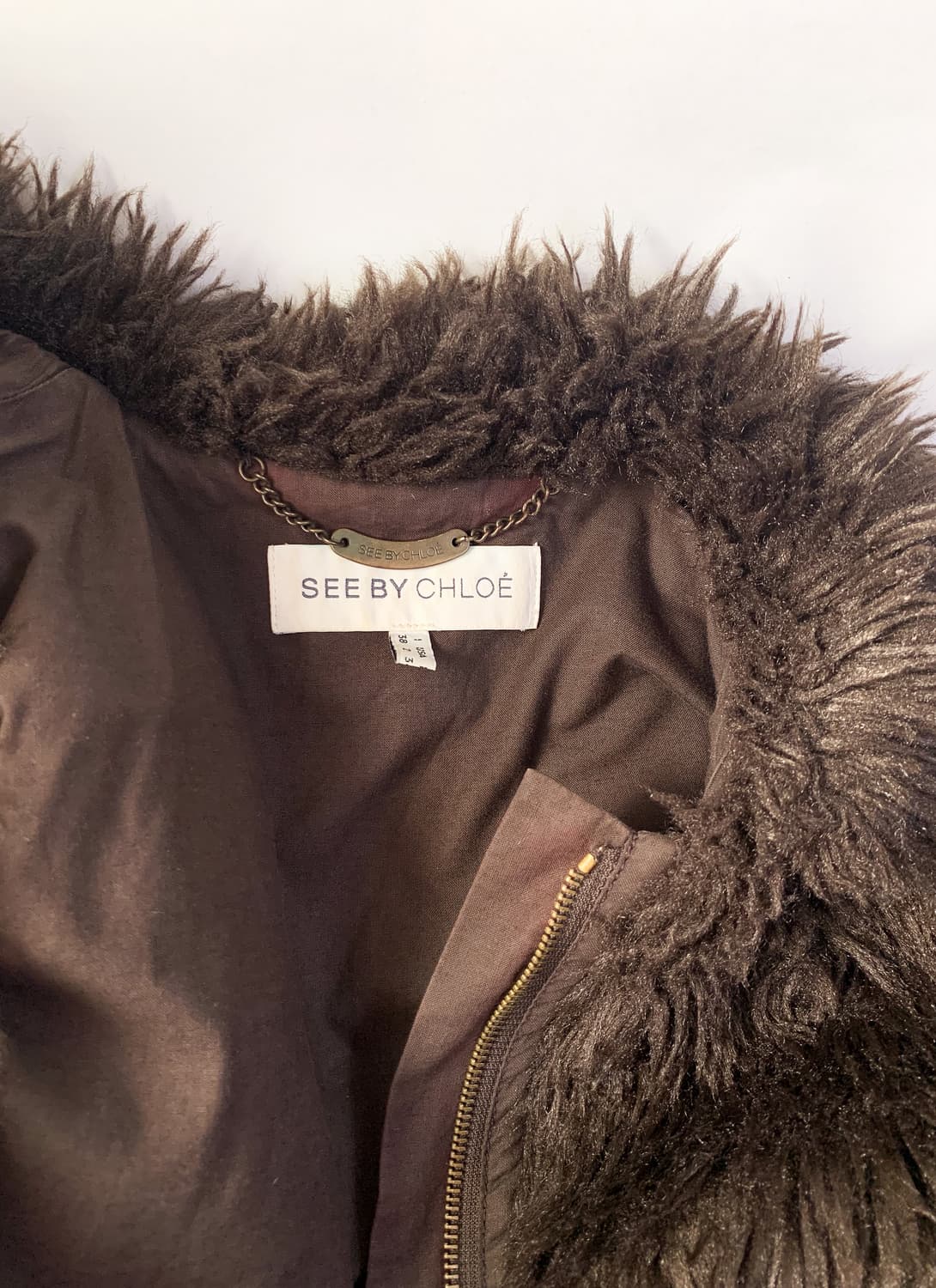 끌로에 브라운 아크릴 테디베어 퍼 코트 EU 38 상품이미지6