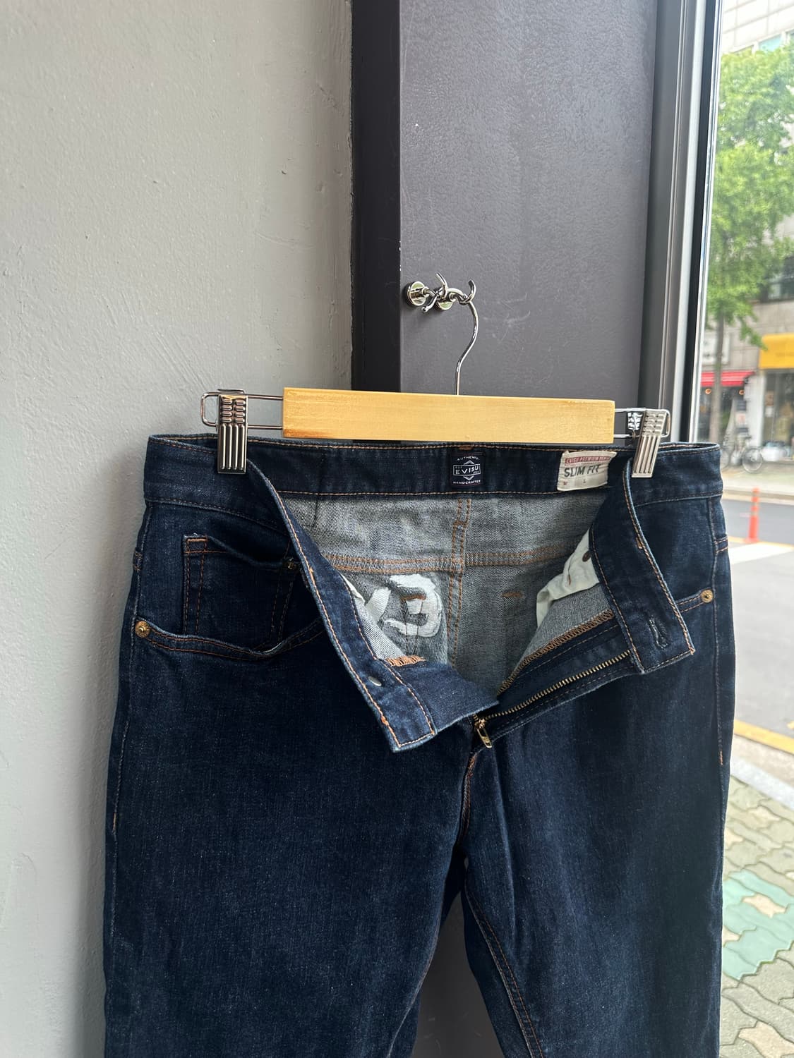 31~32/ 에비수 프리미엄 레더페치 데님 팬츠 상품이미지6