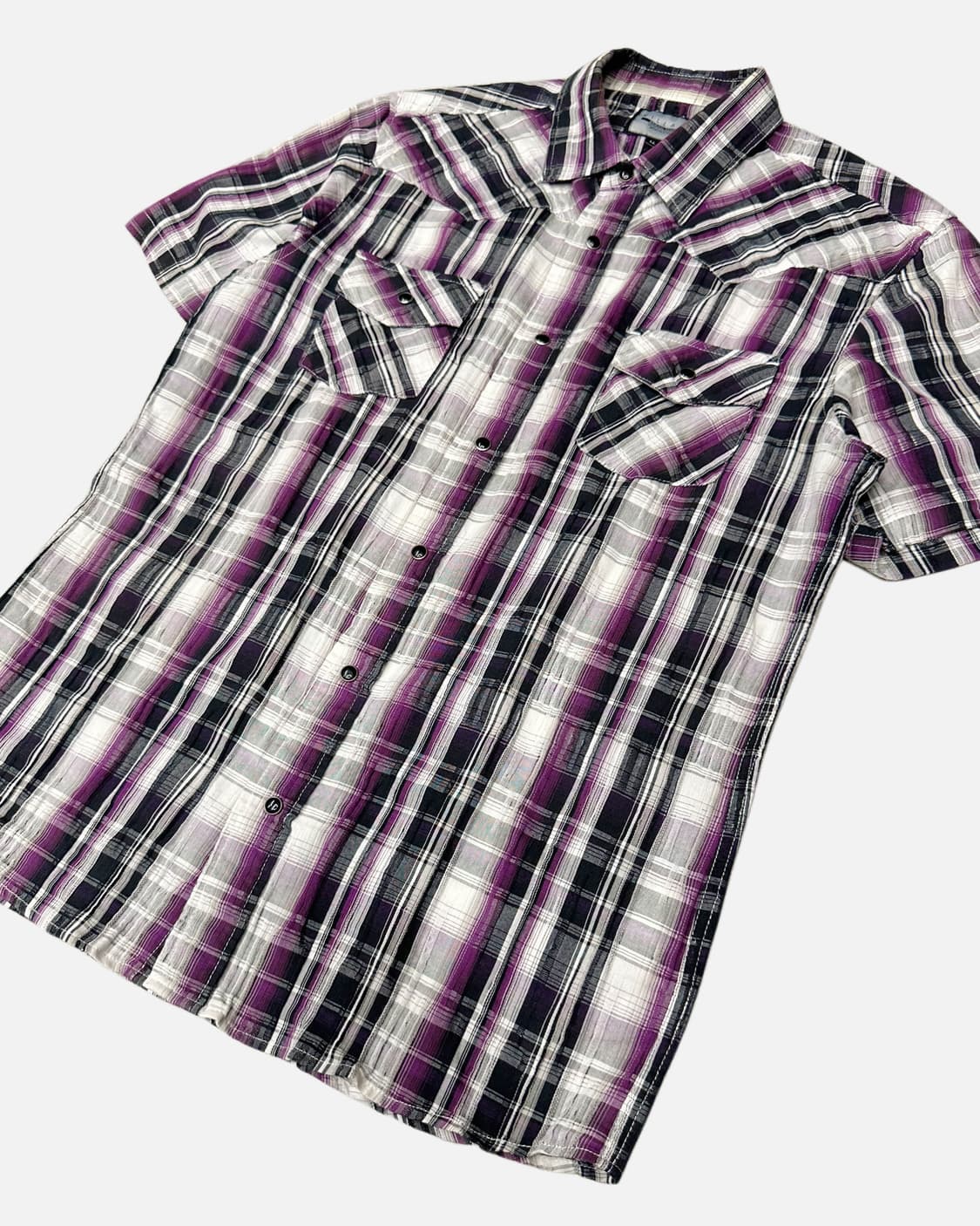 VILLAND purple western texture check shi 상품이미지3