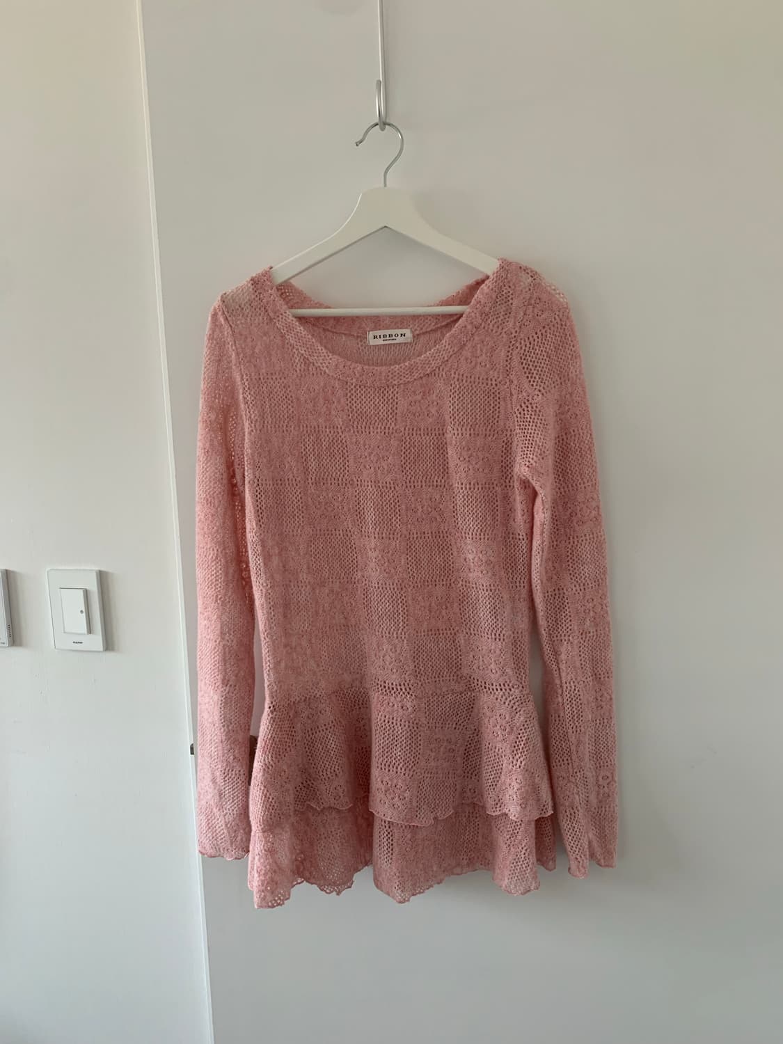 핑크 스퀘어 패턴 니트 상품이미지1