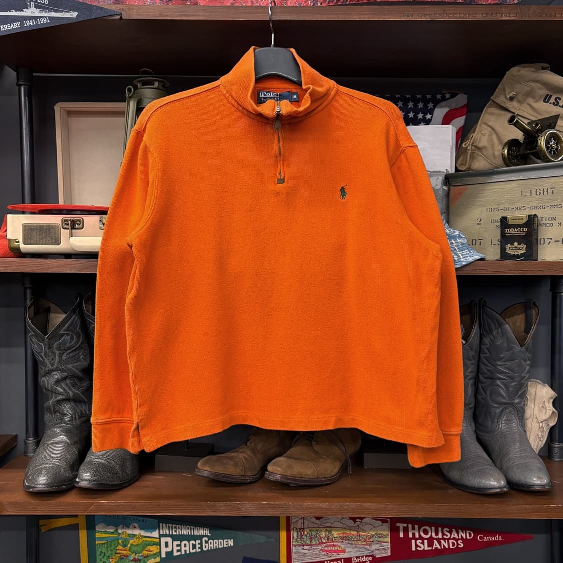 90s 폴로 랄프로렌 파인리브 하프집업 코튼니트 스웨터 오렌지 N635 상품이미지1