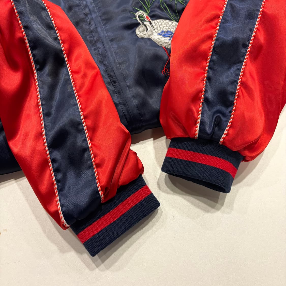 [L] 버킷 Crane 자수 블루종 자켓 레드/네이비 B657 상품이미지7