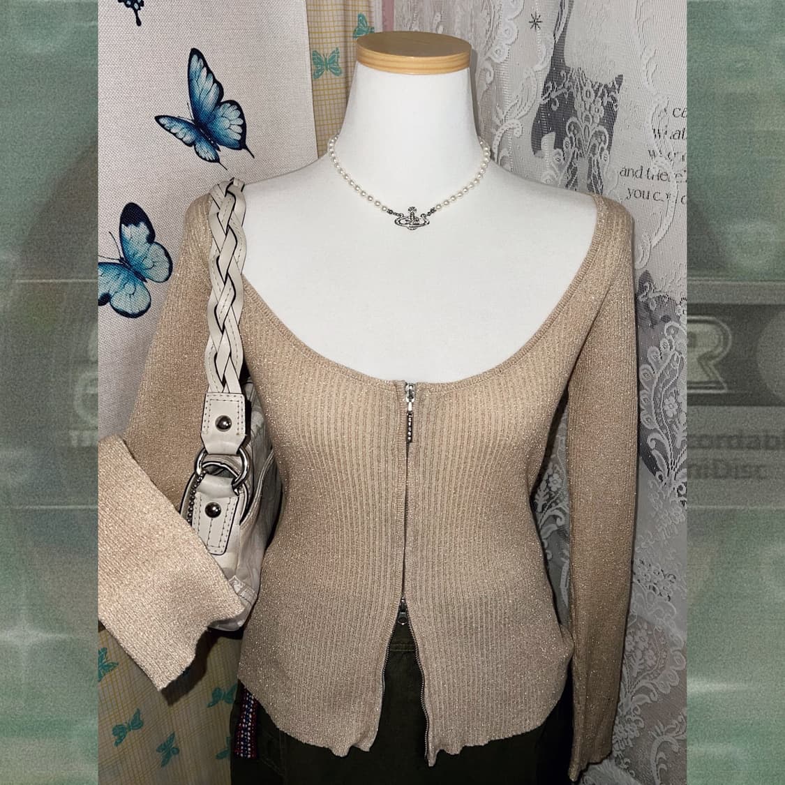 베이지 유넥 투웨이 집업 티셔츠 상품이미지4