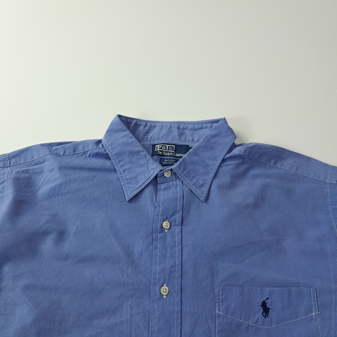CJ462 XL 폴로 앤드류핏 90s 홍콩판 블루 마이크로도트 셔츠 남 상품이미지2