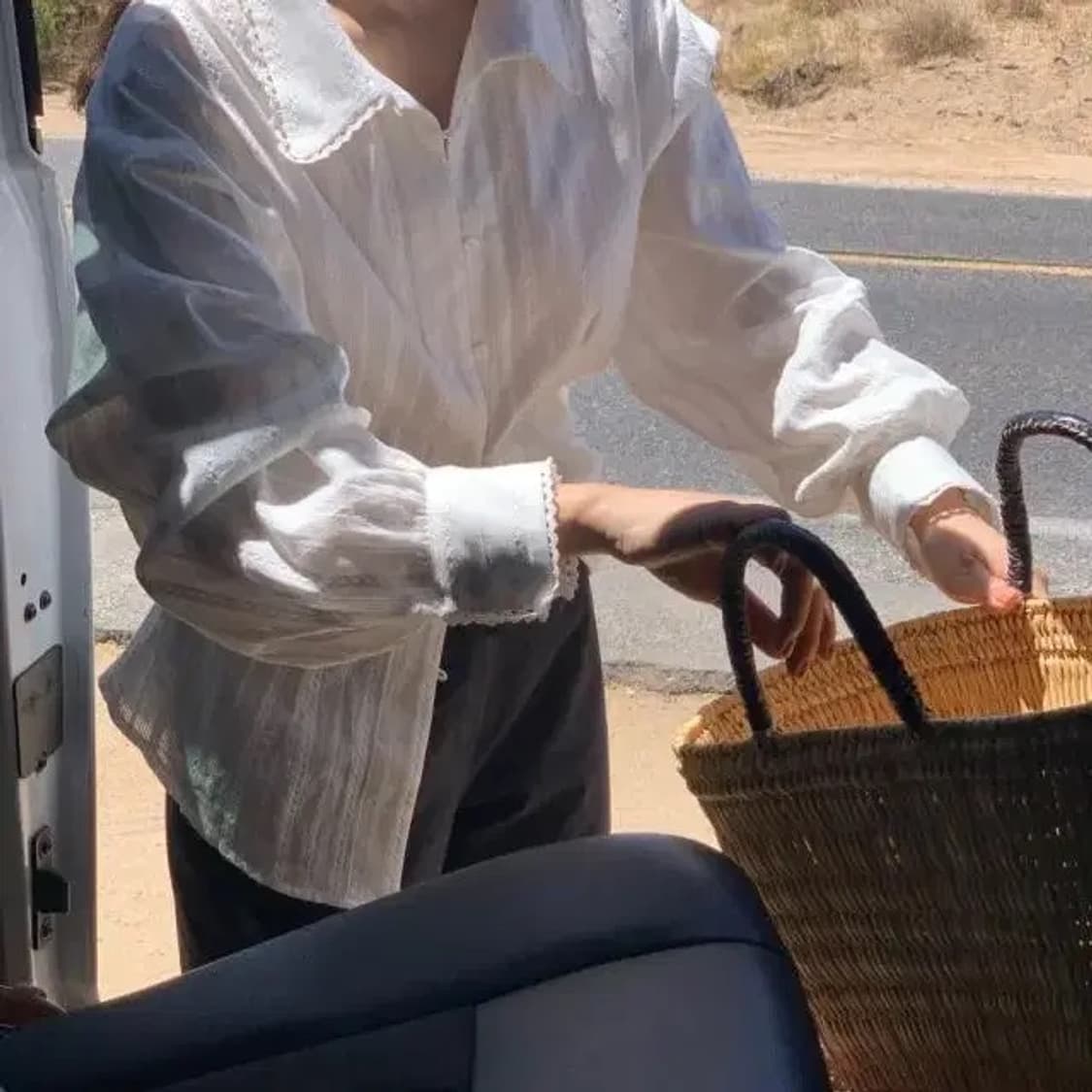 위드아웃썸머 플립 레이스 화이트 셔츠 블라우스 F 상품이미지4