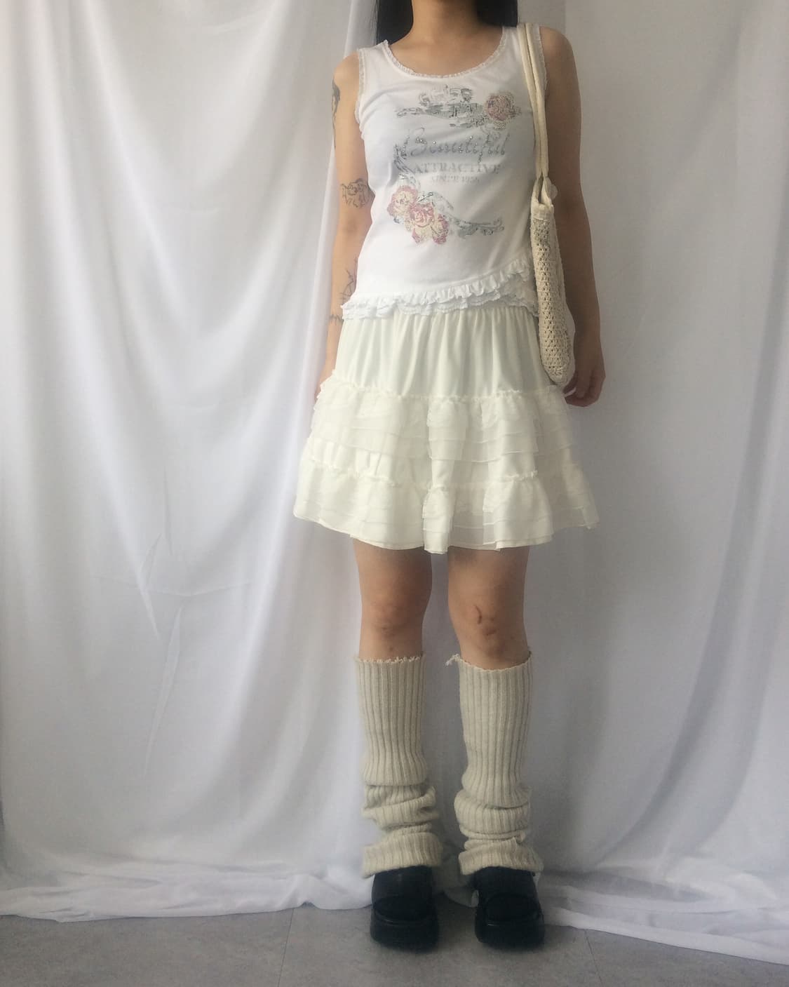 Printing point frill sleeveless 상품이미지1