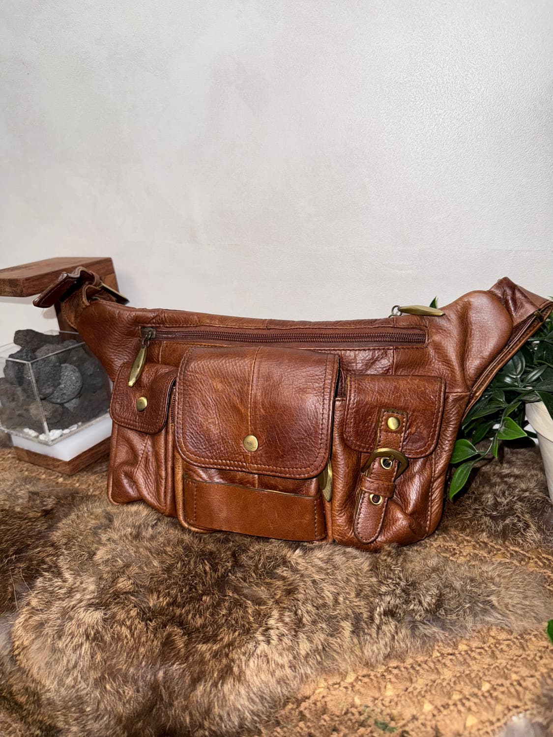 Camel western buckle pocket belt bag 상품이미지2