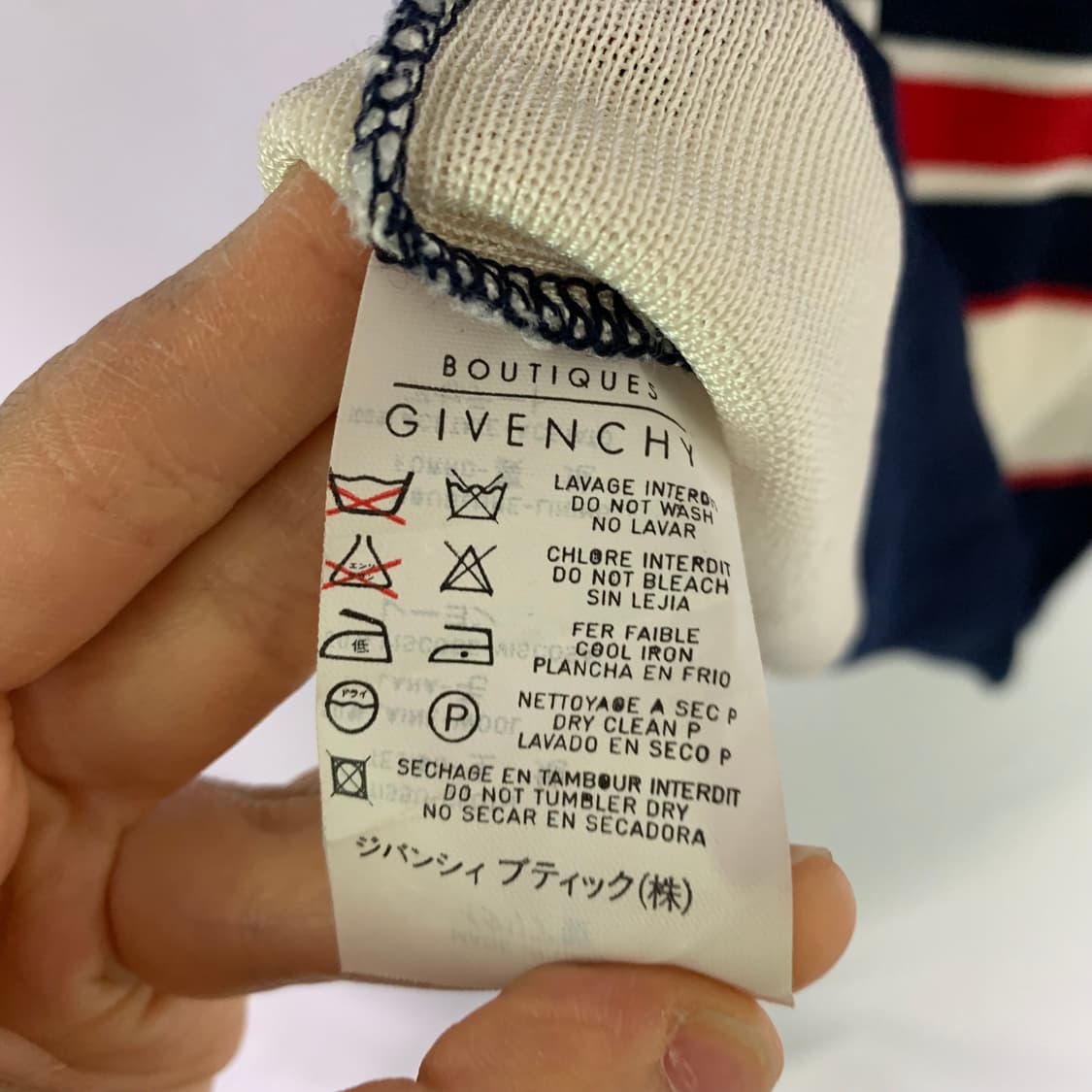 지방시 빈티지 스트라이브 반팔 슬림 니트 네이비 여성 상품이미지5